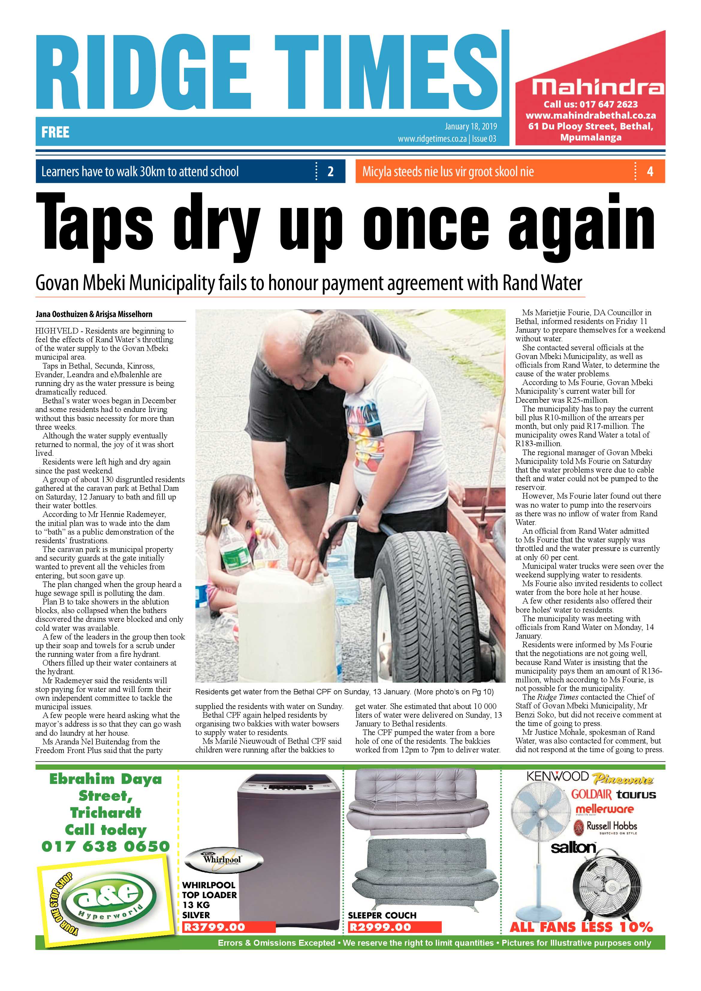 Ridge Times 18 January 2019 page 1