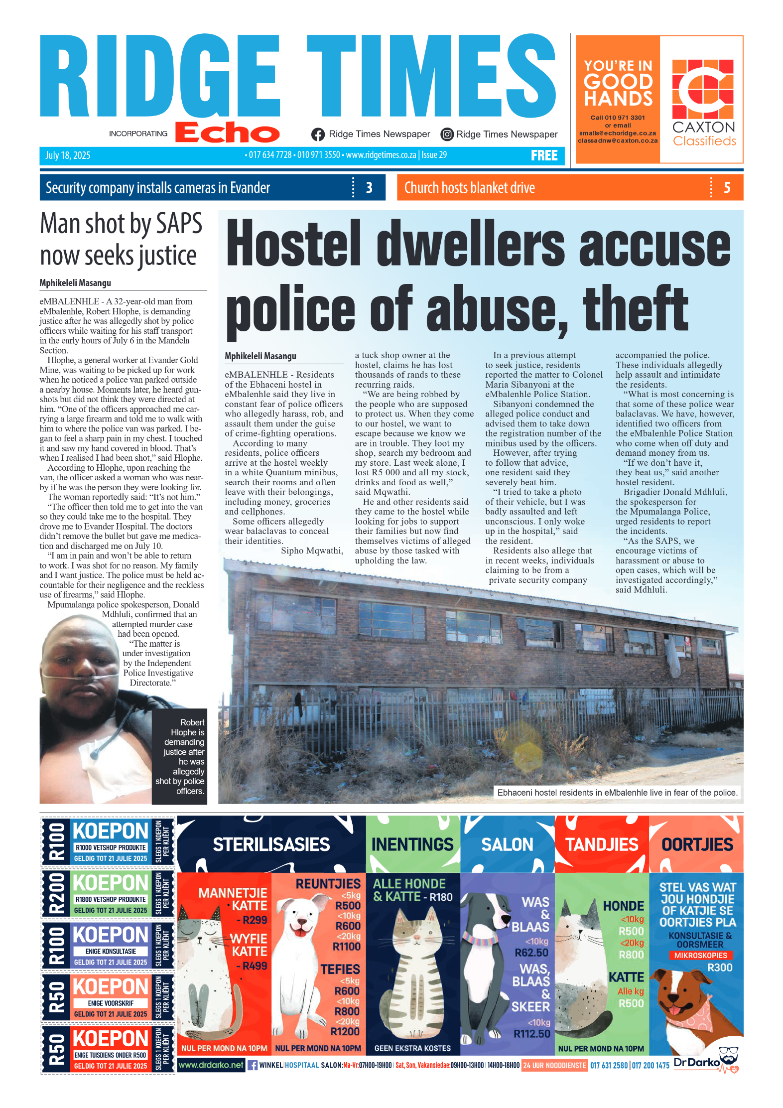 Ridge Times 18 July 2025 page 1