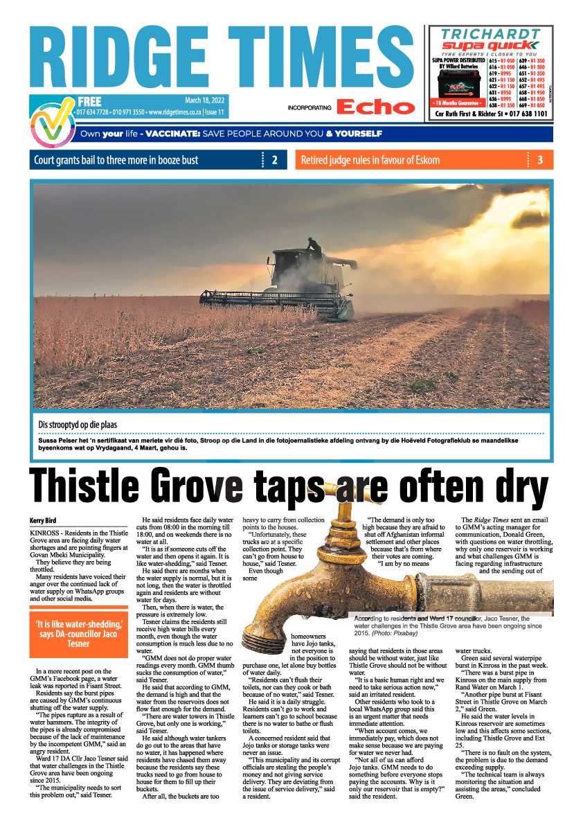 Ridge Times 18 March 2022 page 1