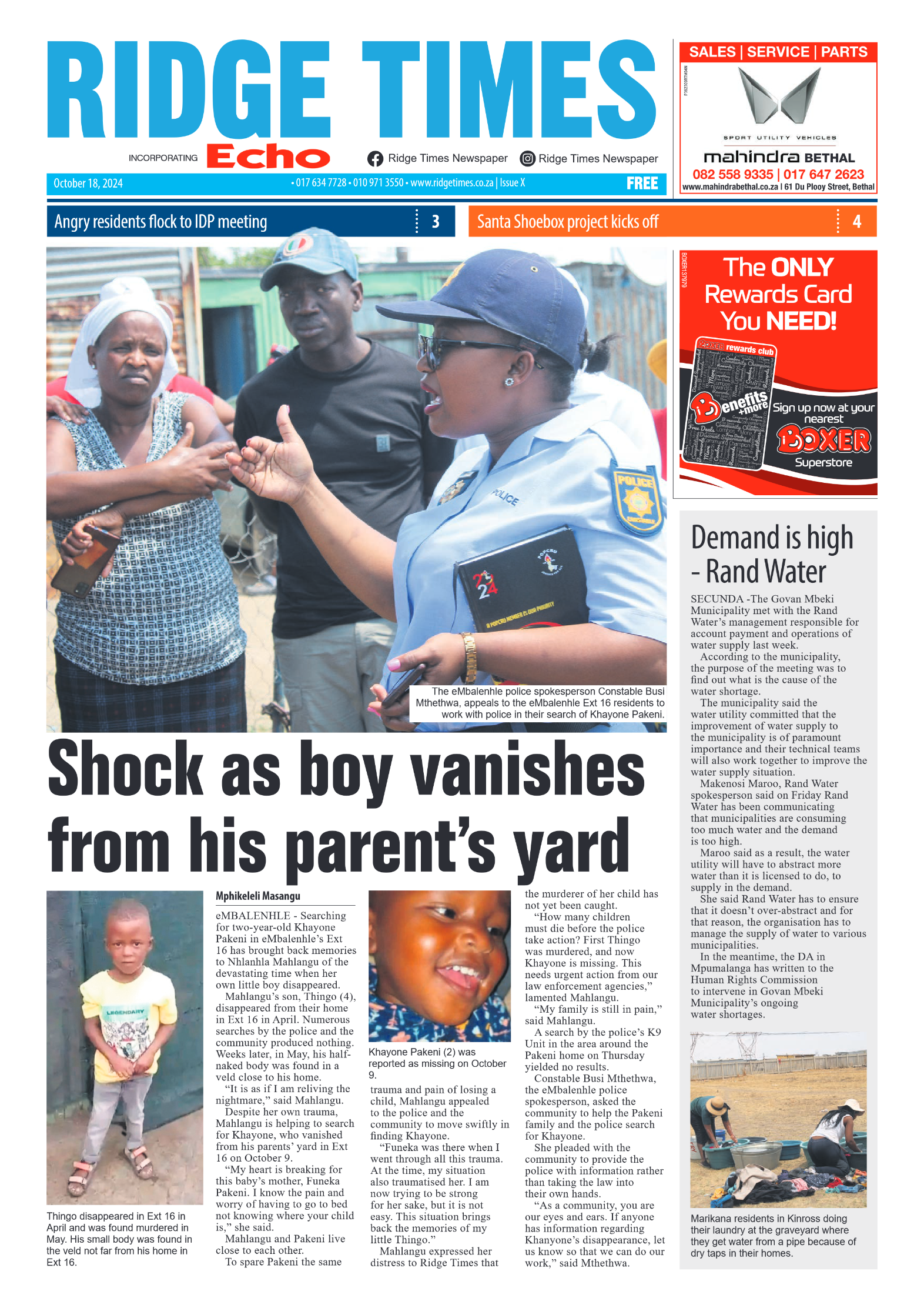 Ridge Times 18 October 2024 page 1