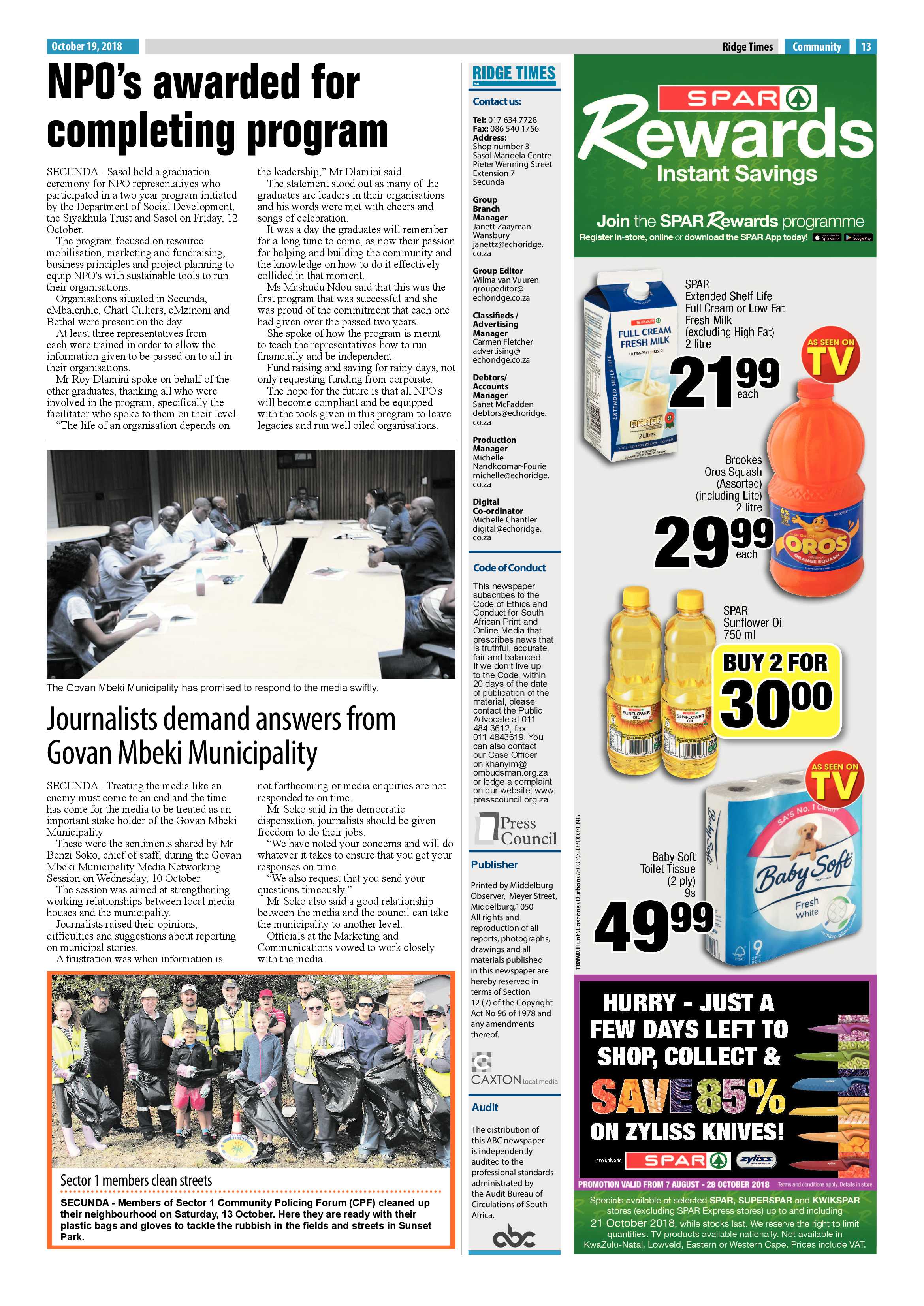Ridge Times 19 October 2018 page 14