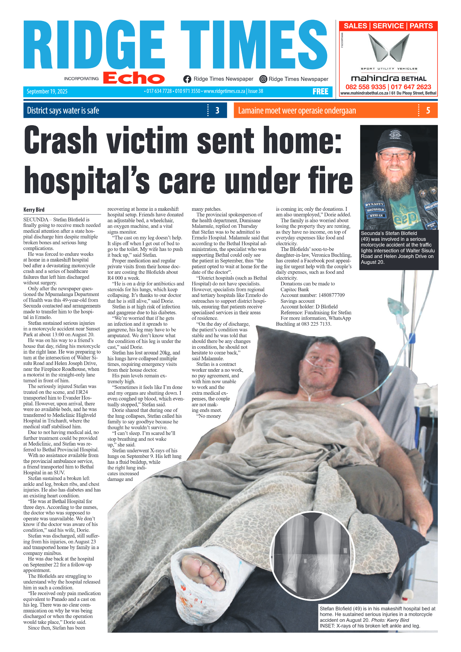 Ridge Times 19 September 2025 page 1