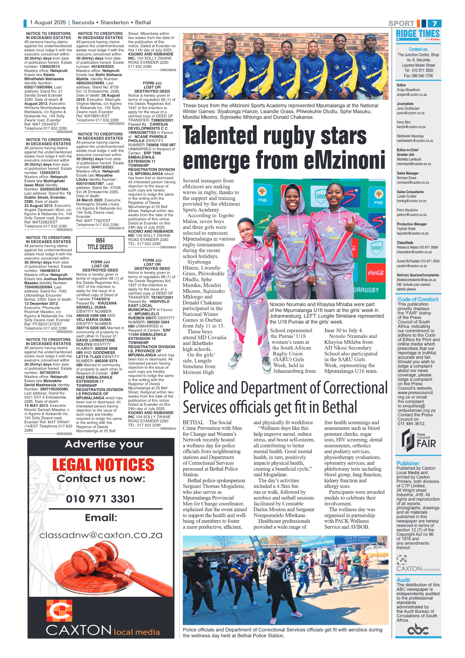 Ridge Times 1 August 2025 page 7