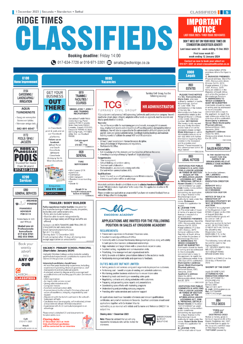 Ridge Times 1 December 2023 page 5