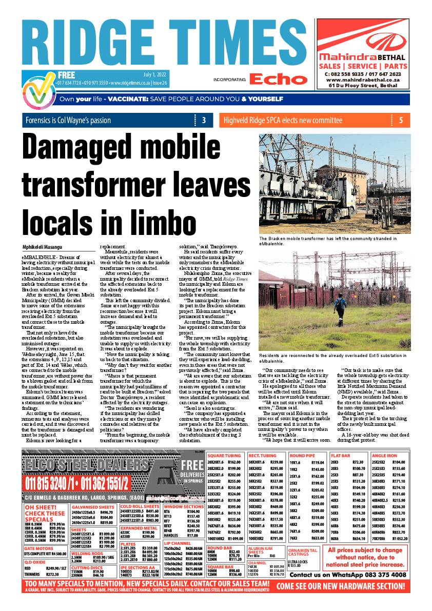 Ridge Times 1 July 2022 page 1