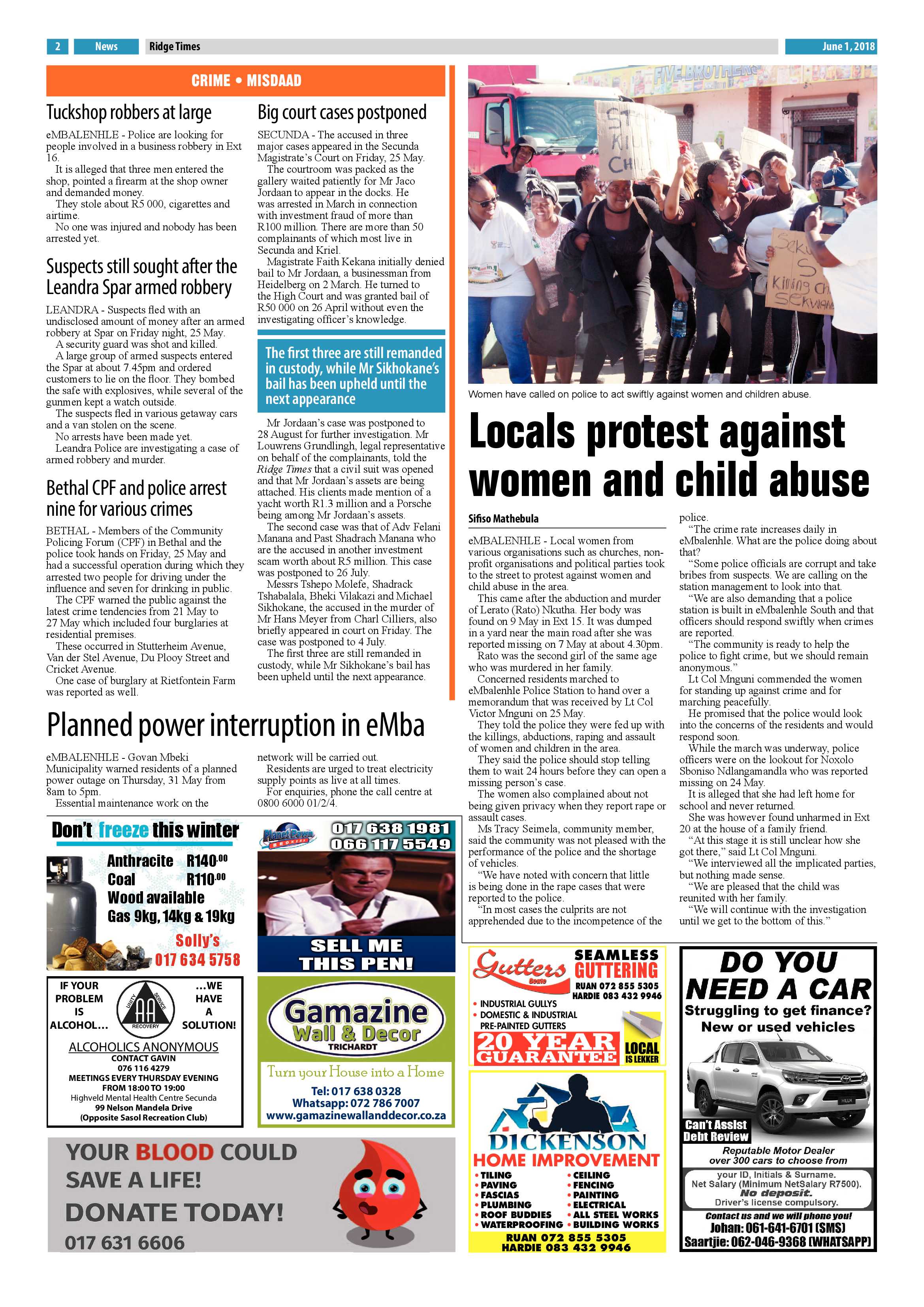 Ridge Times 1 June 2018 page 2