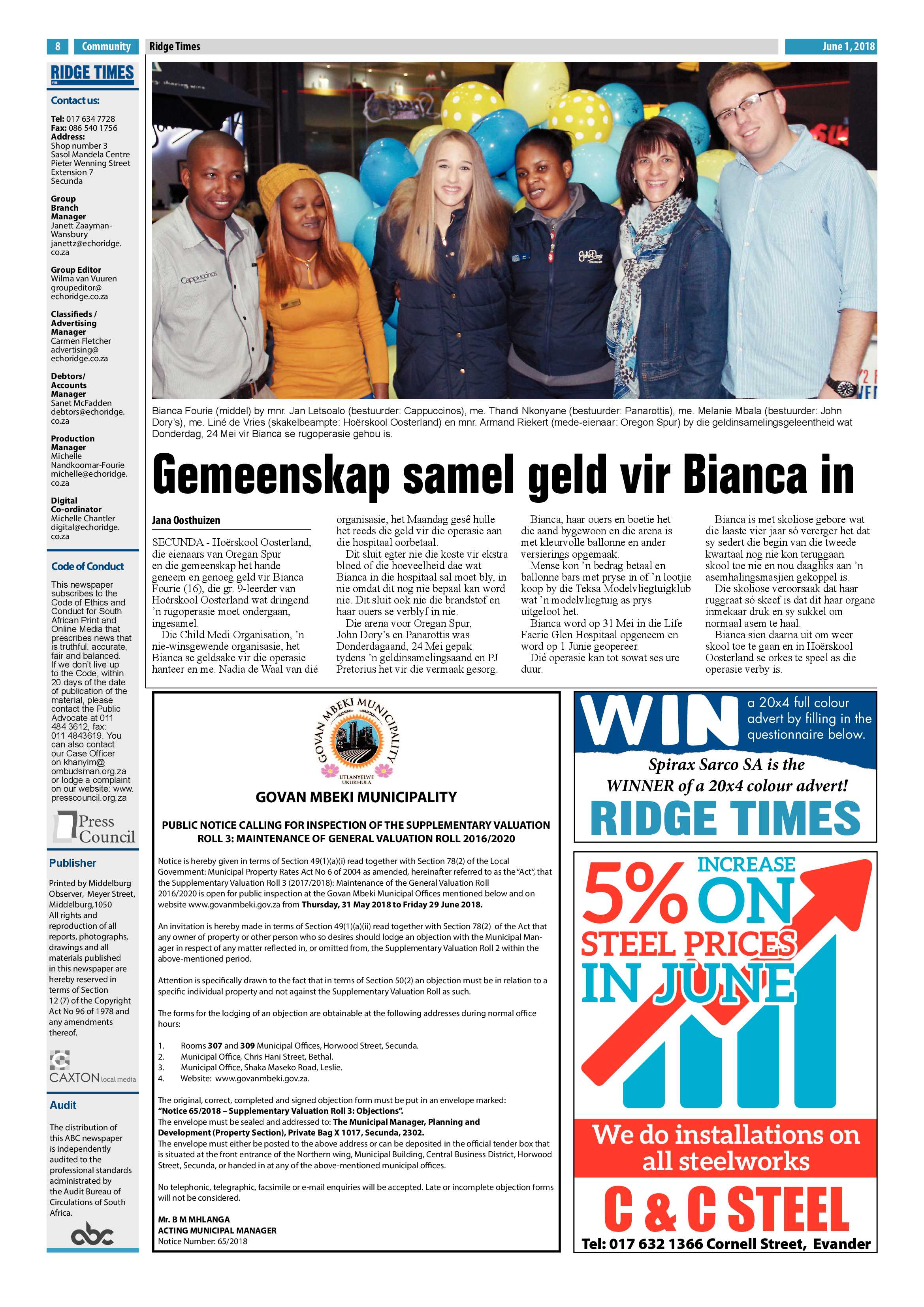 Ridge Times 1 June 2018 page 8