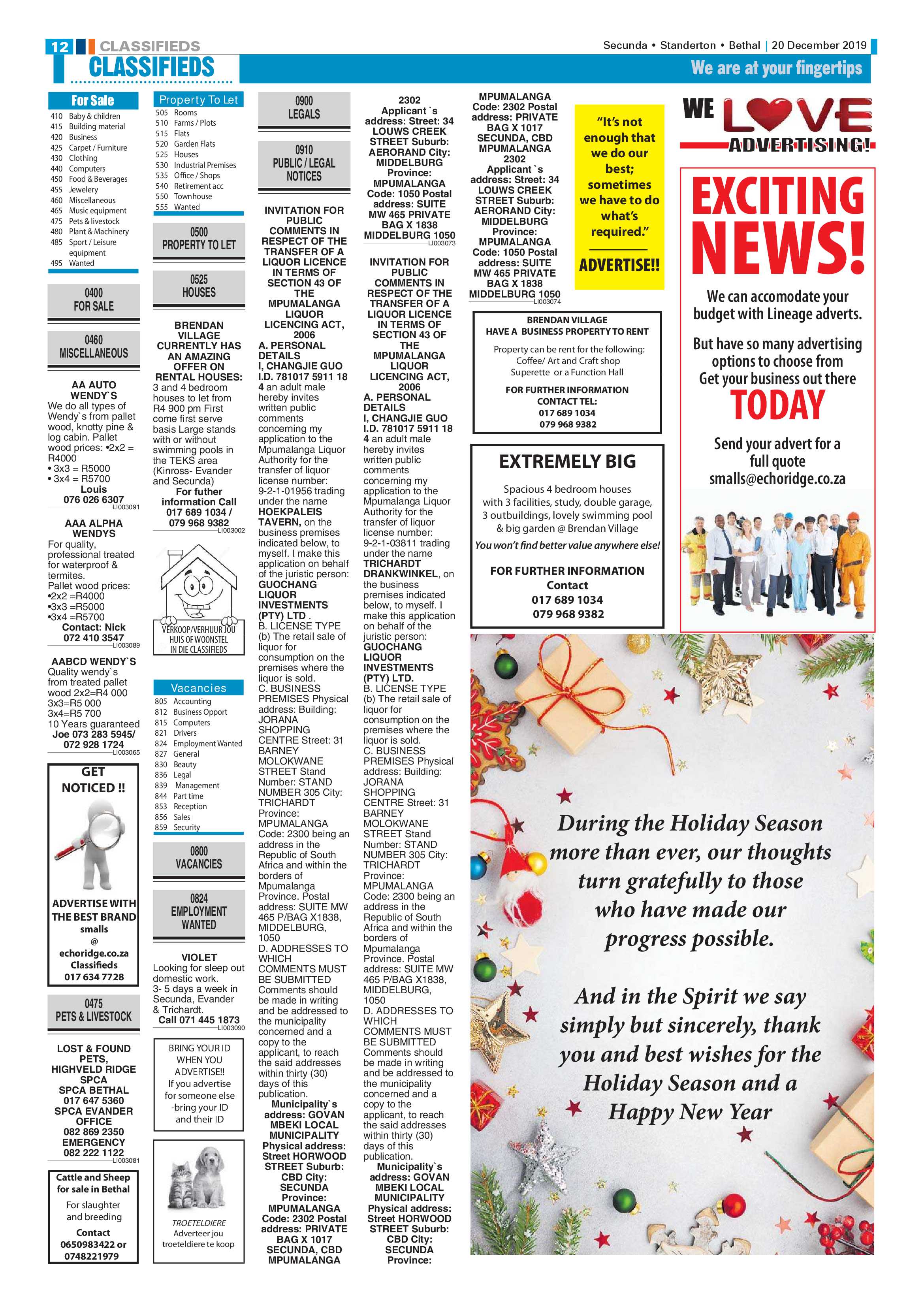 Ridge Times 20 December 2019 page 12