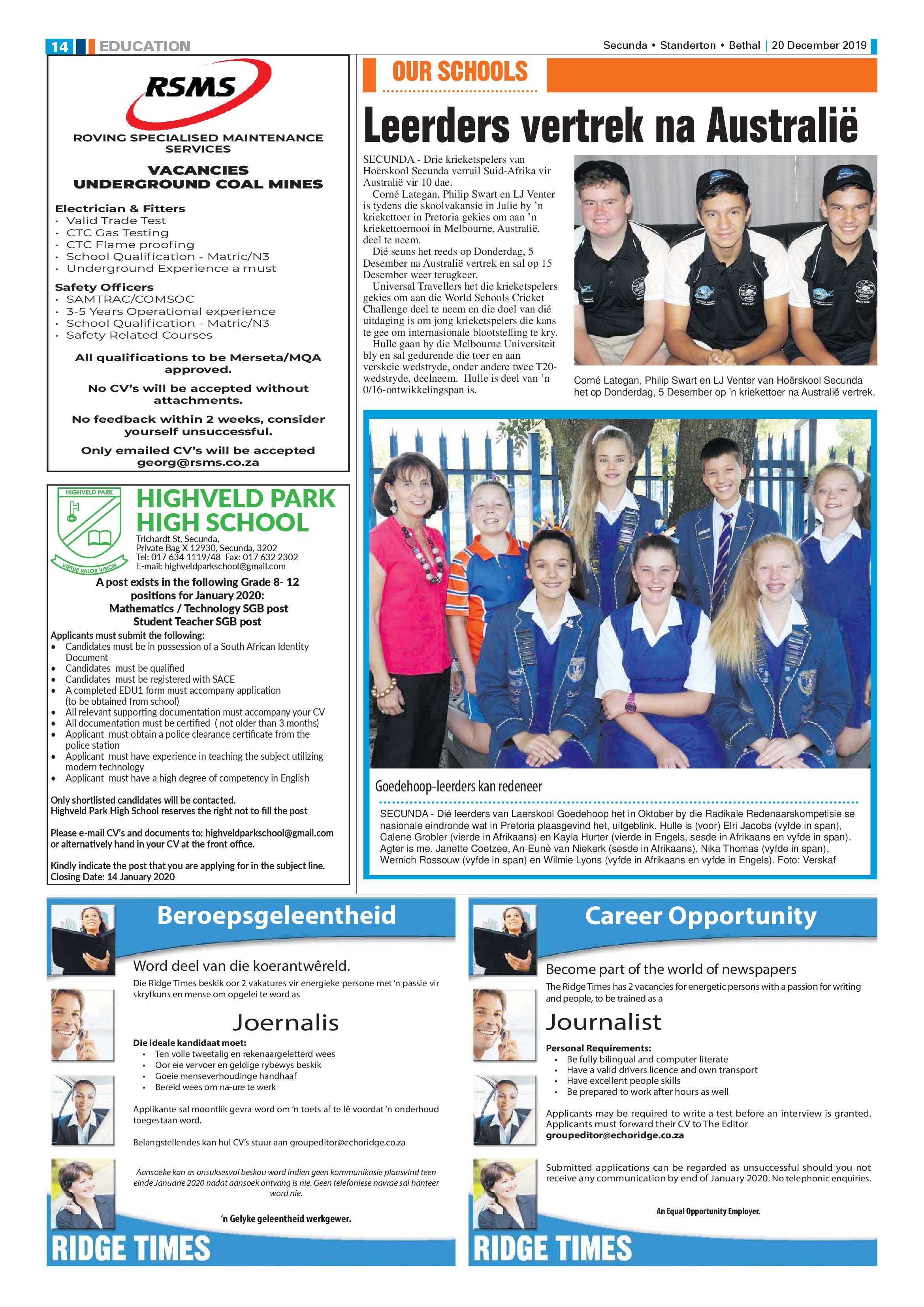 Ridge Times 20 December 2019 page 14