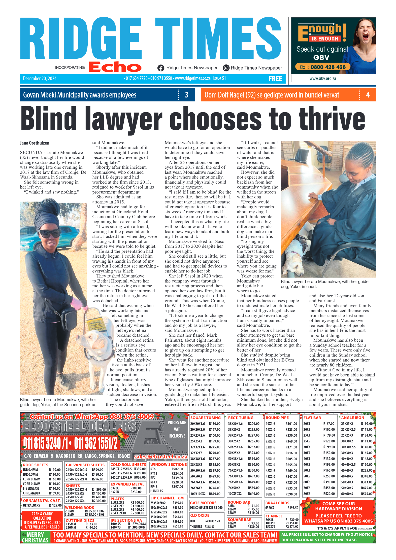 Ridge Times 20 December 2024 page 1