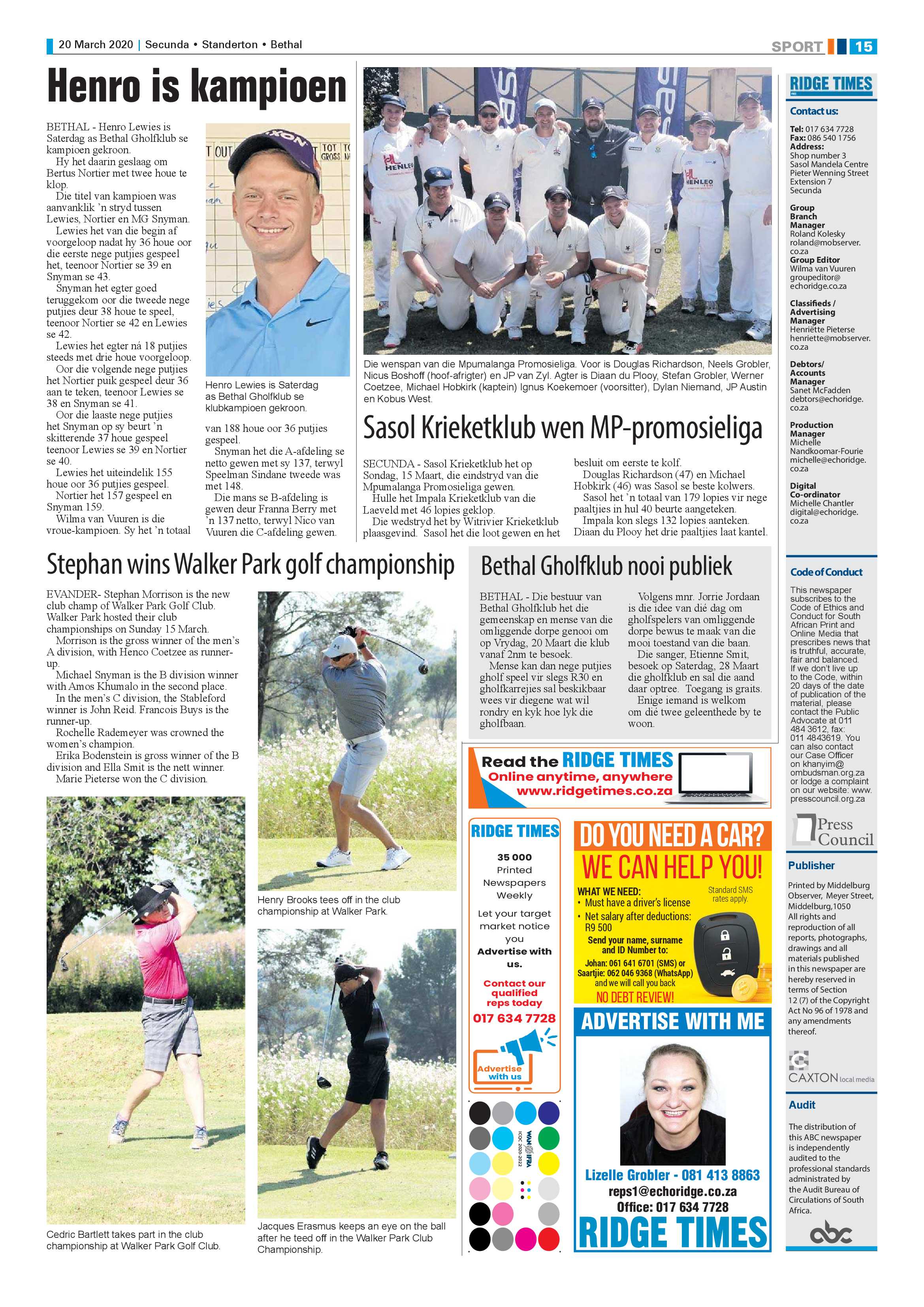 Ridge Times 20 March 2020 page 15