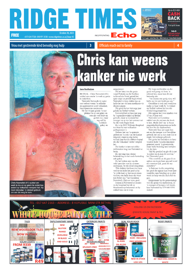 Ridge Times 20 October 2023 page 1