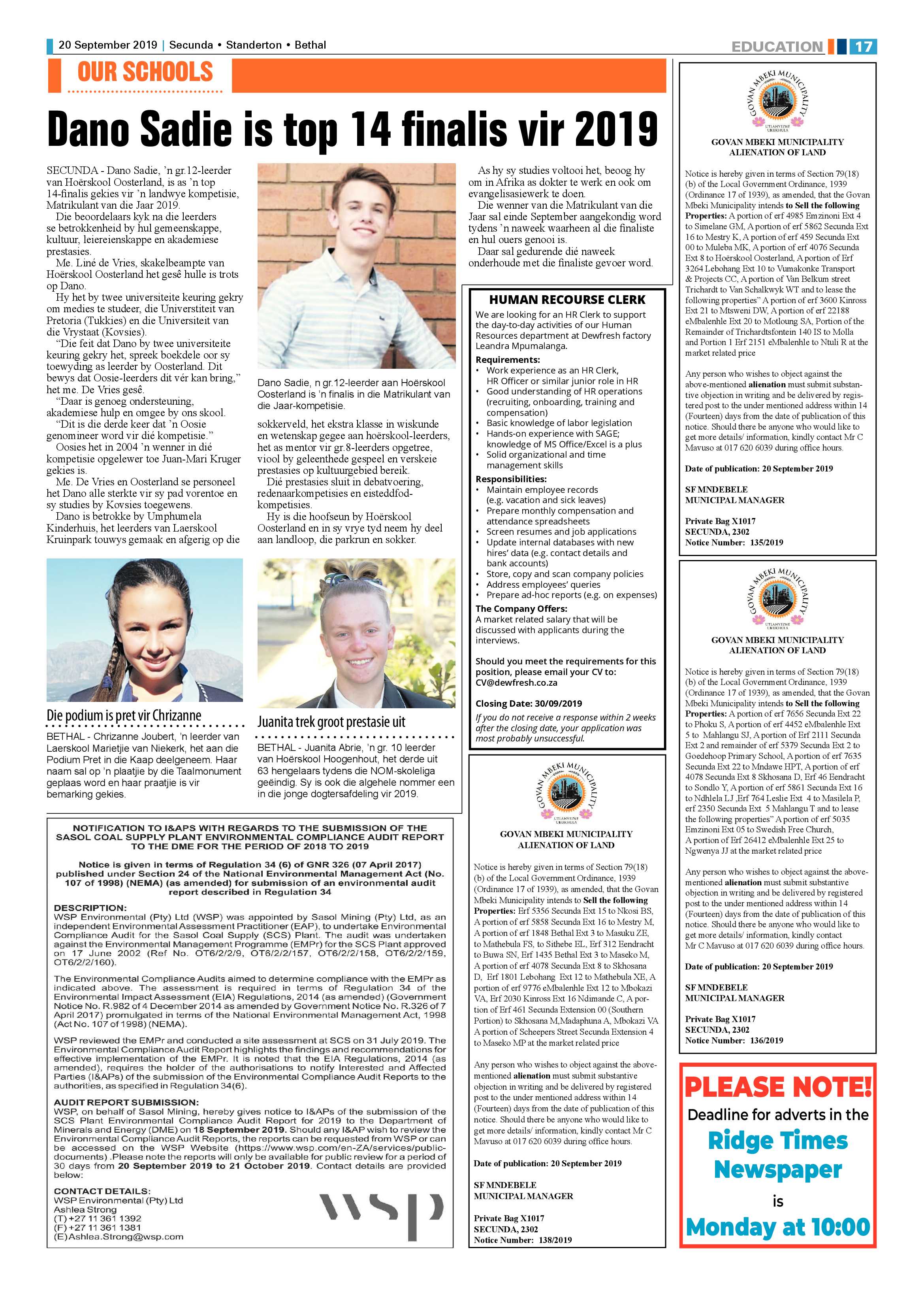Ridge Times 20 September 2019 page 17