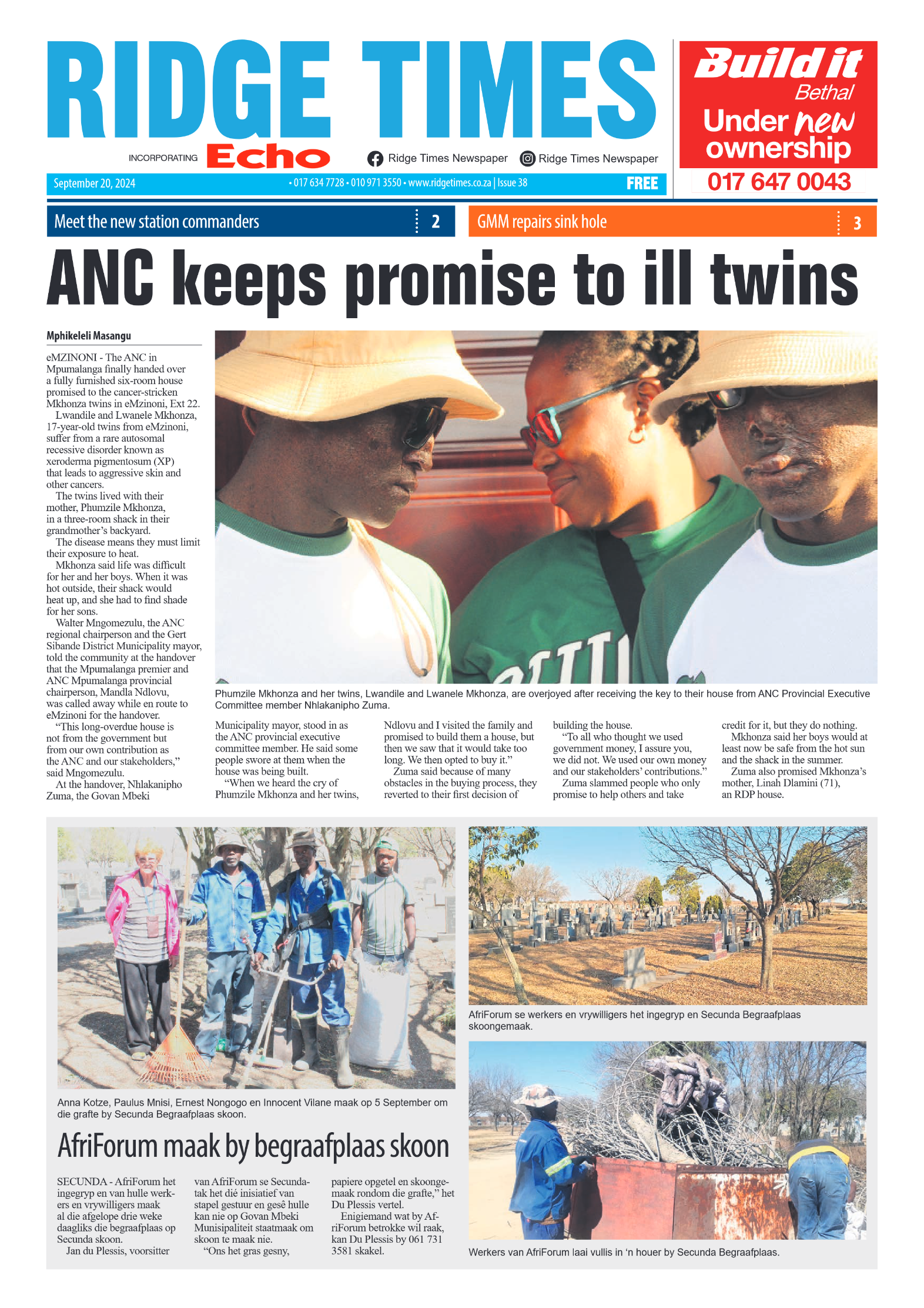 Ridge Times 20 September 2024 page 1