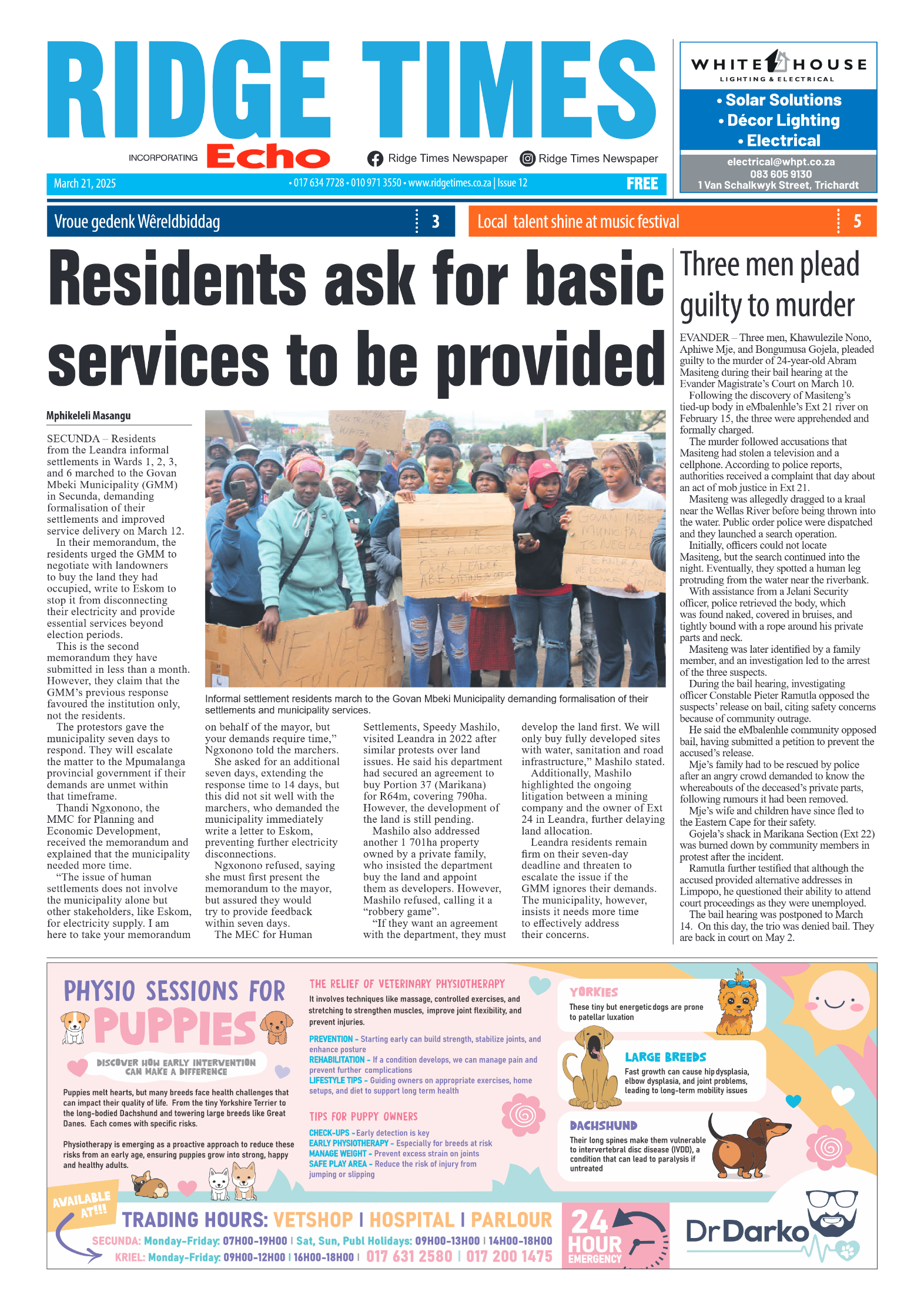 Ridge Times 21 March 2025 page 1