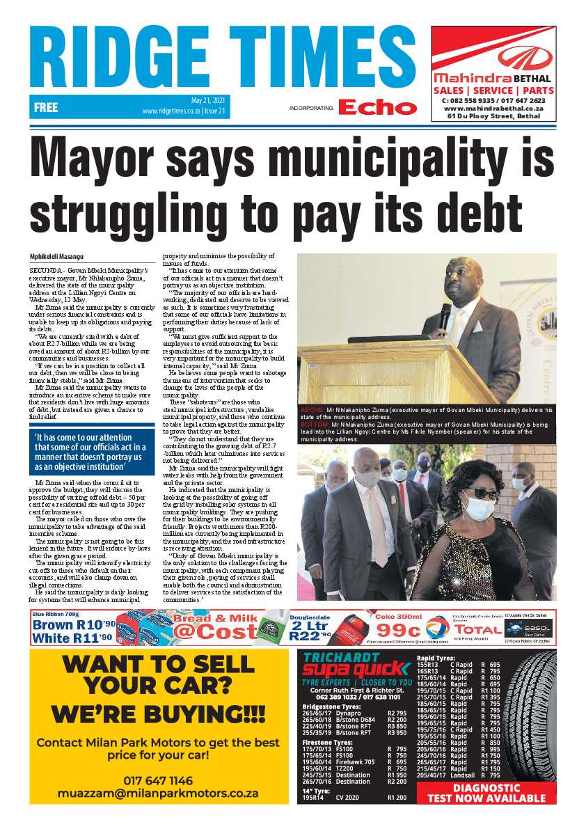 Ridge Times 21 May 2021 page 1