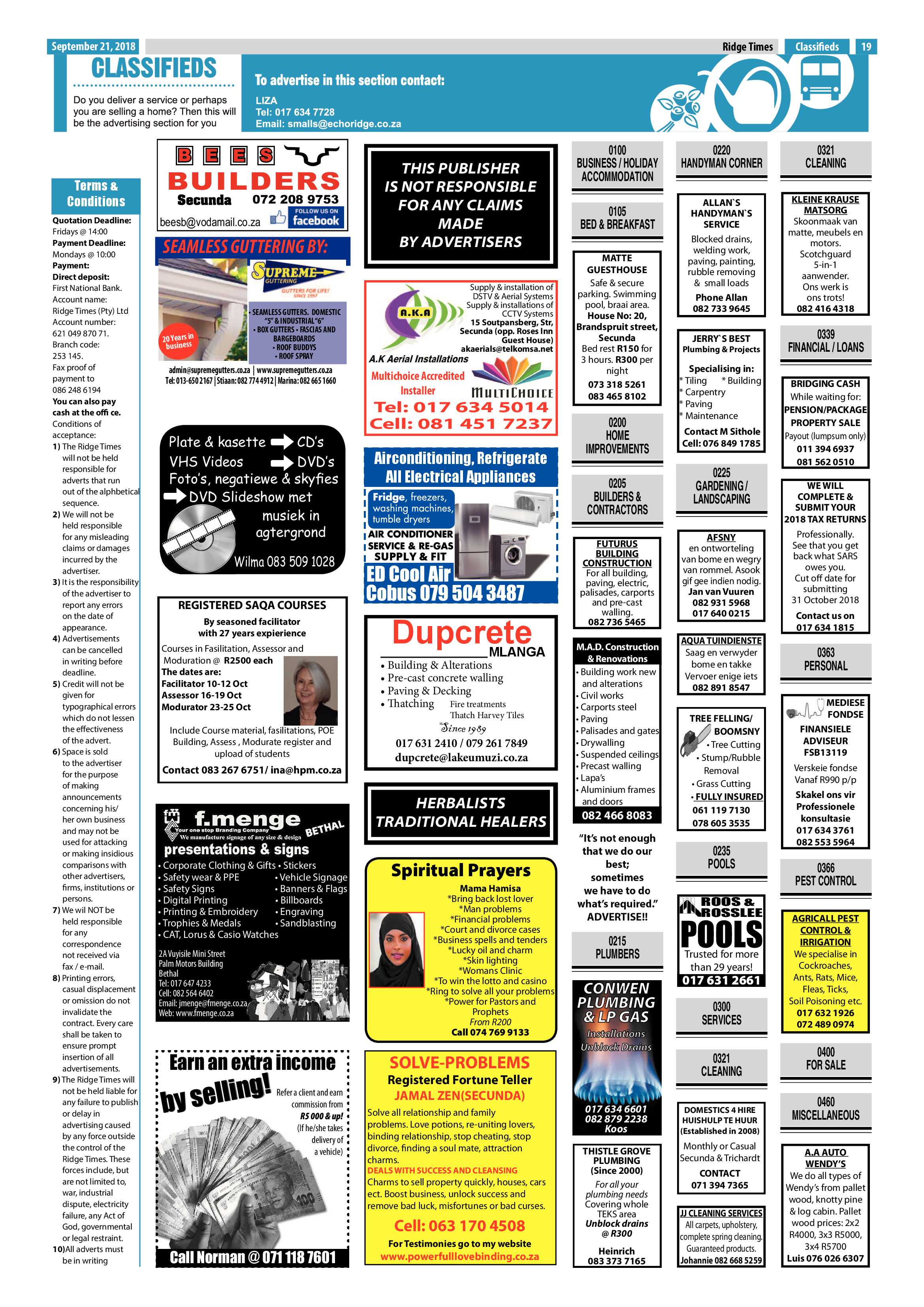 Ridge Times 21 September 2018 page 21