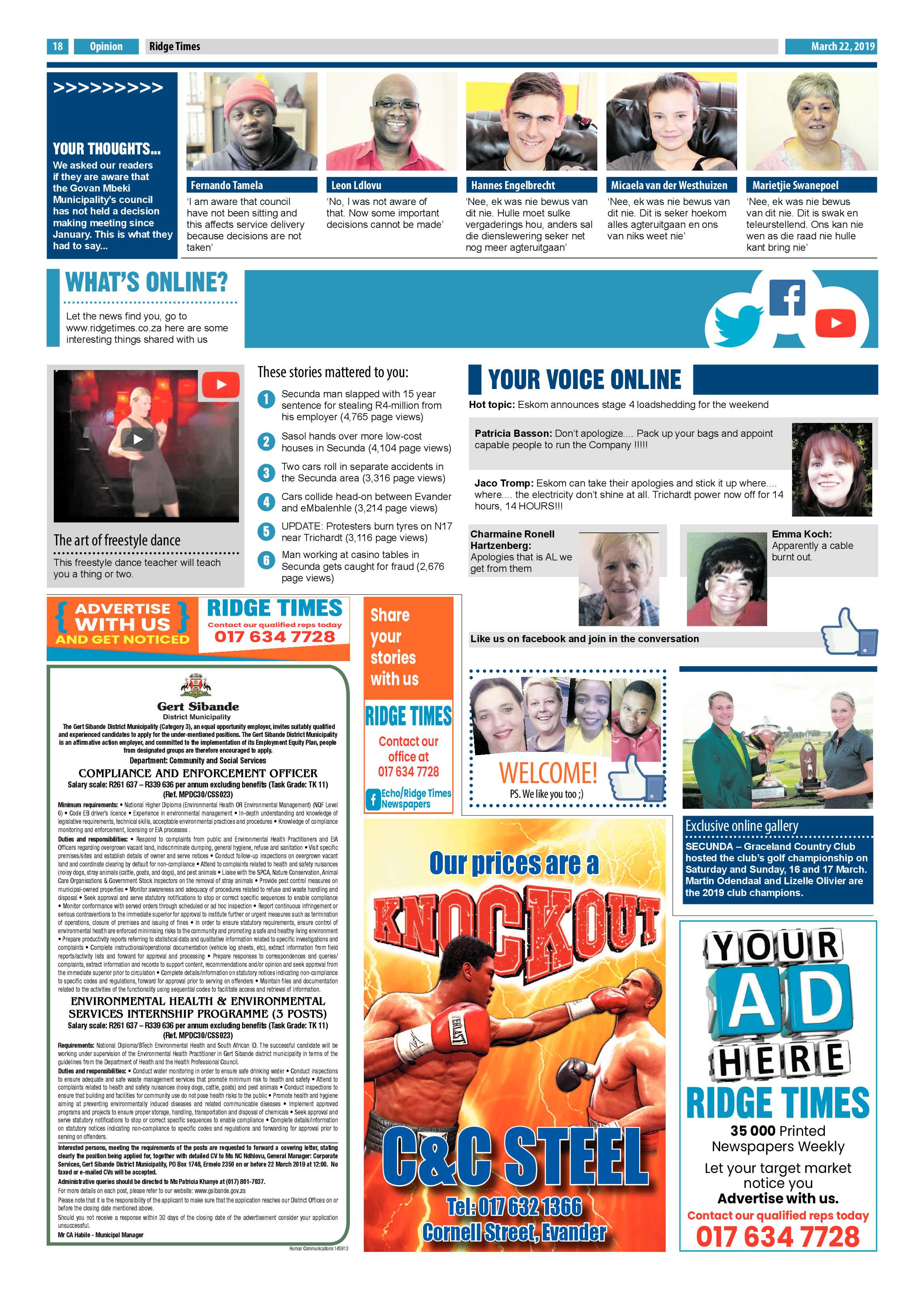 Ridge Times 22 March 2019 page 20