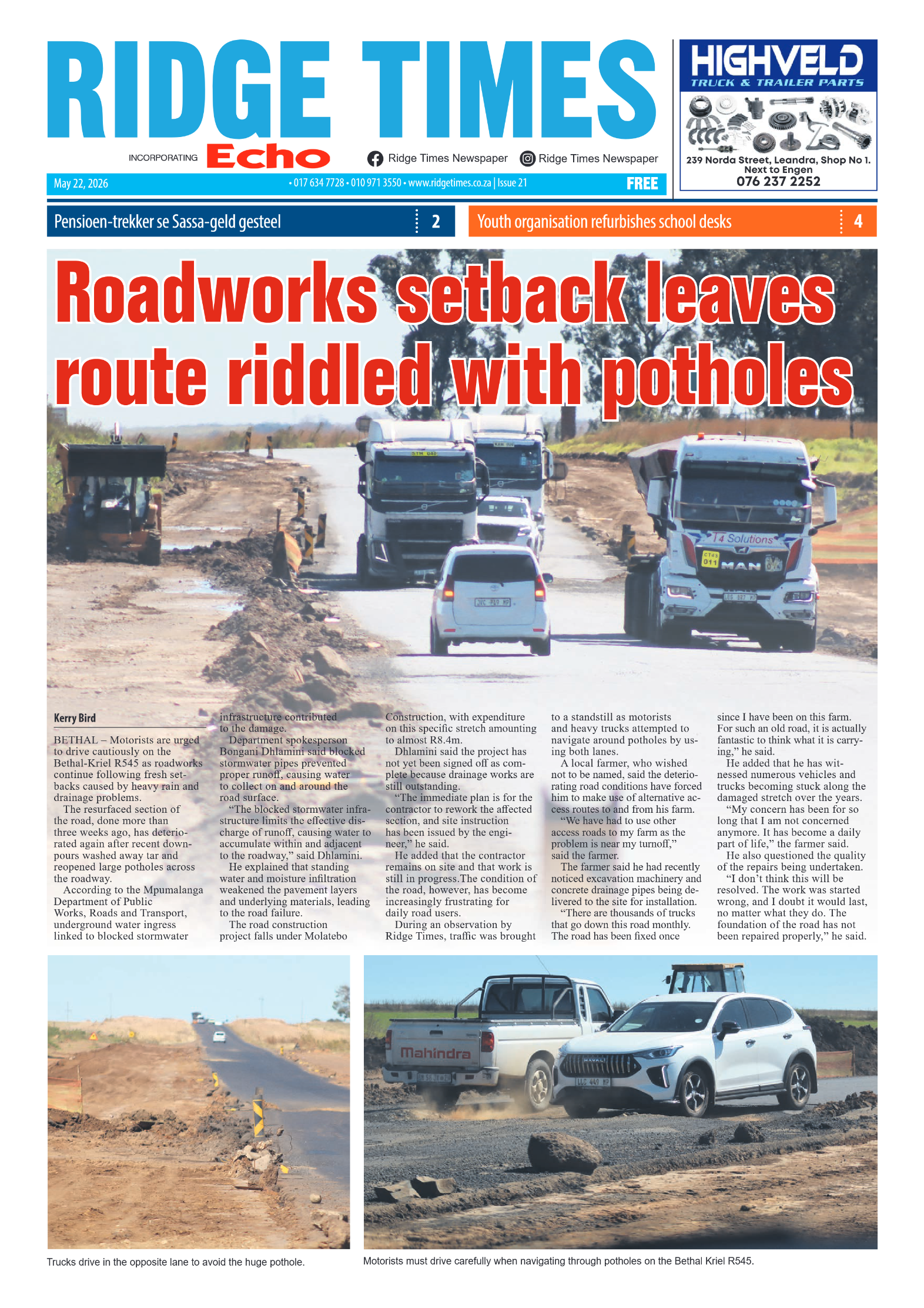 Ridge Times 22 May 2026 page 1