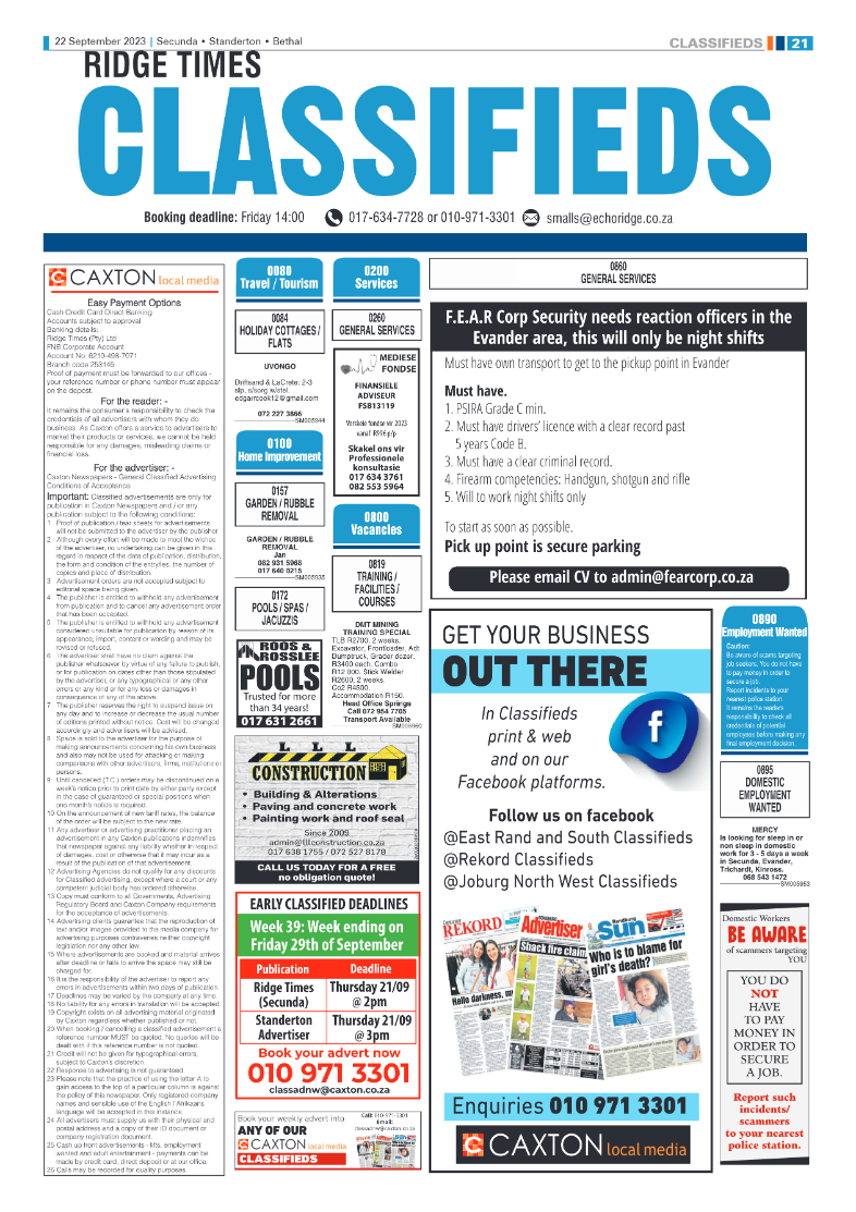 Ridge Times 22 September 2023 page 21