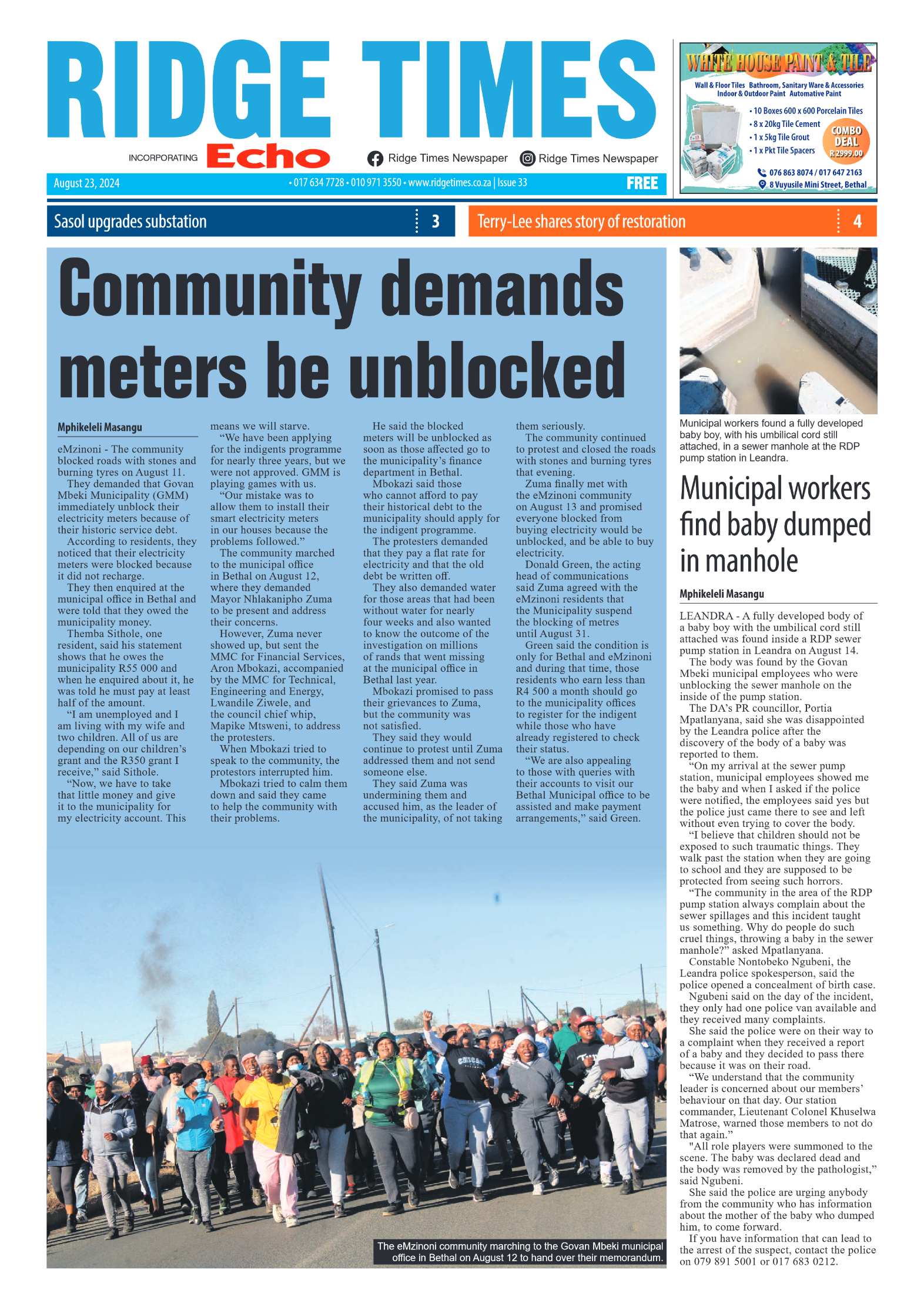 Ridge Times 23 August 2024 page 1