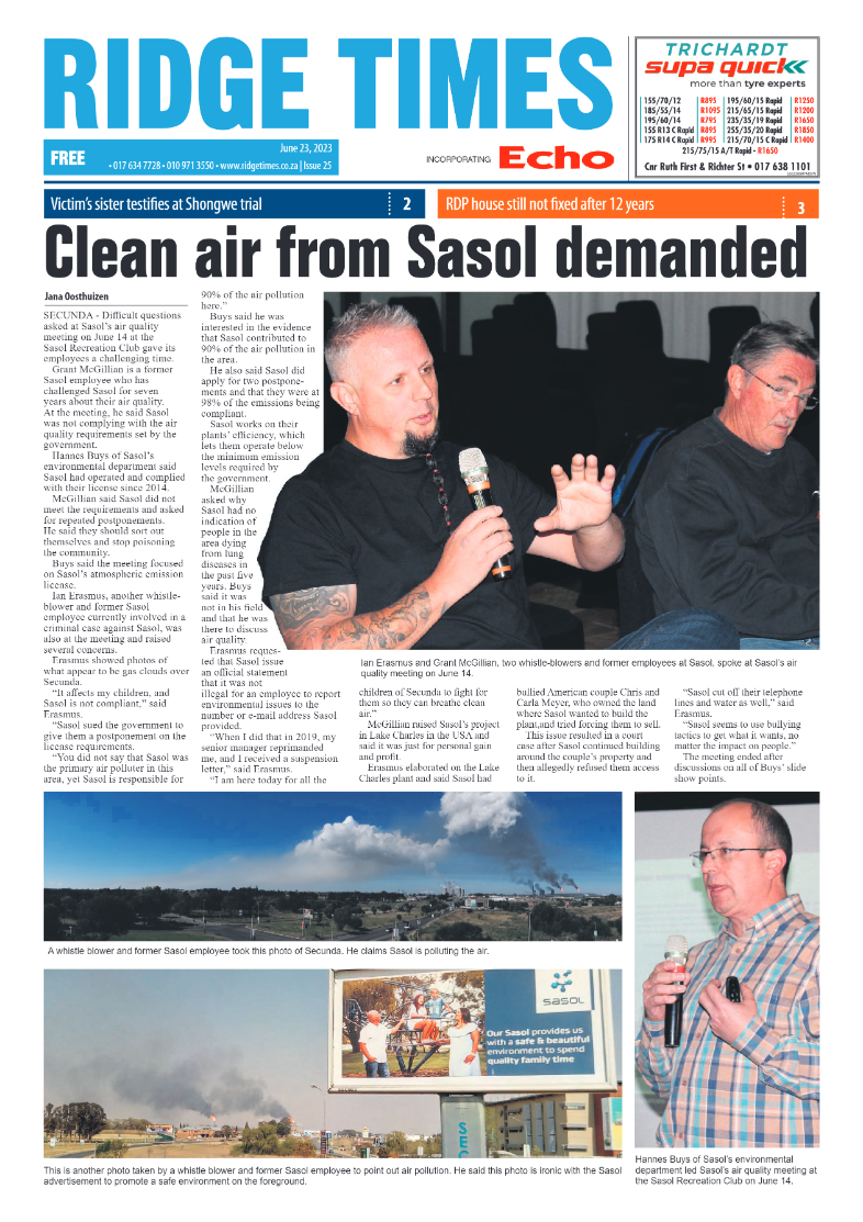 Ridge Times 23 June 2023 page 1