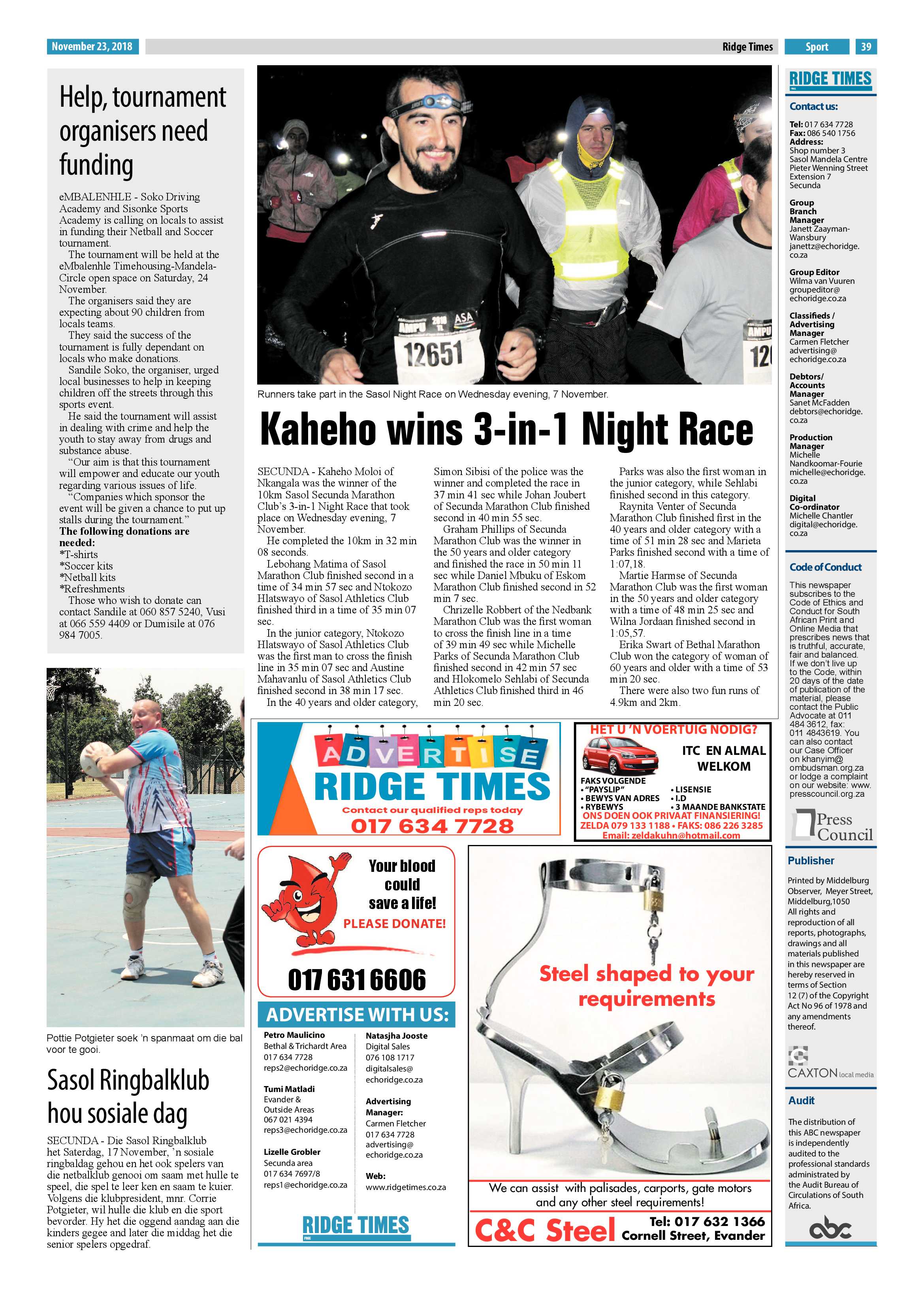 Ridge Times 23 November 2018 page 41