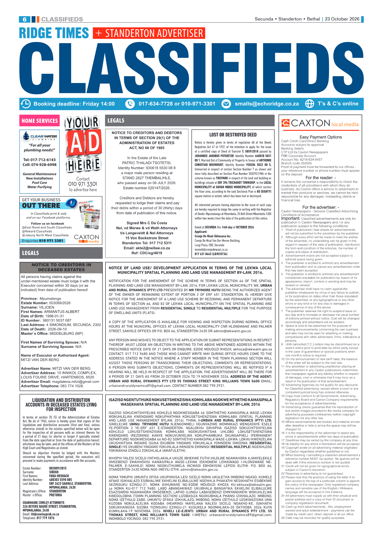 Ridge Times 23 October 2026 page 6
