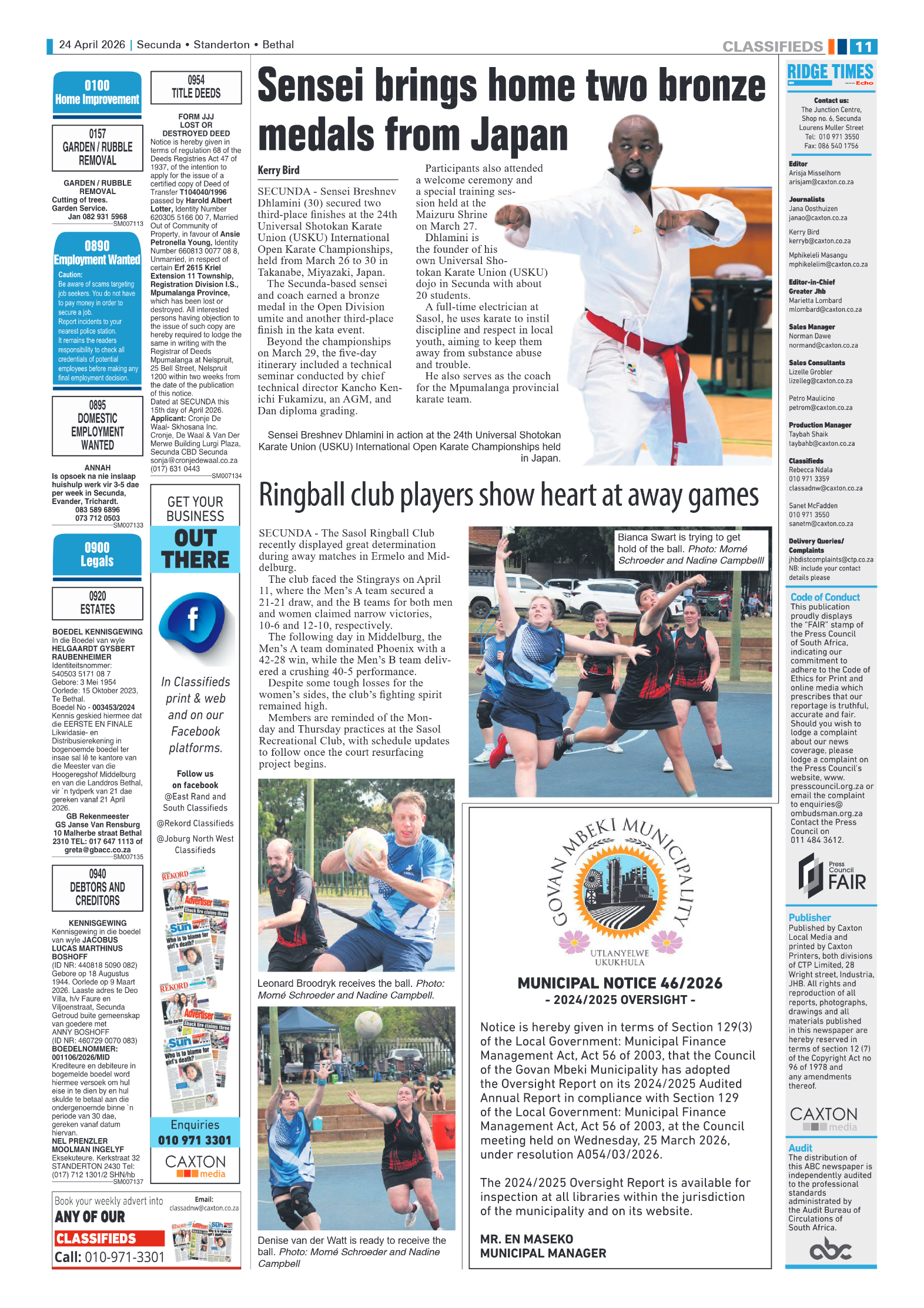 Ridge Times 24 April 2026 page 11