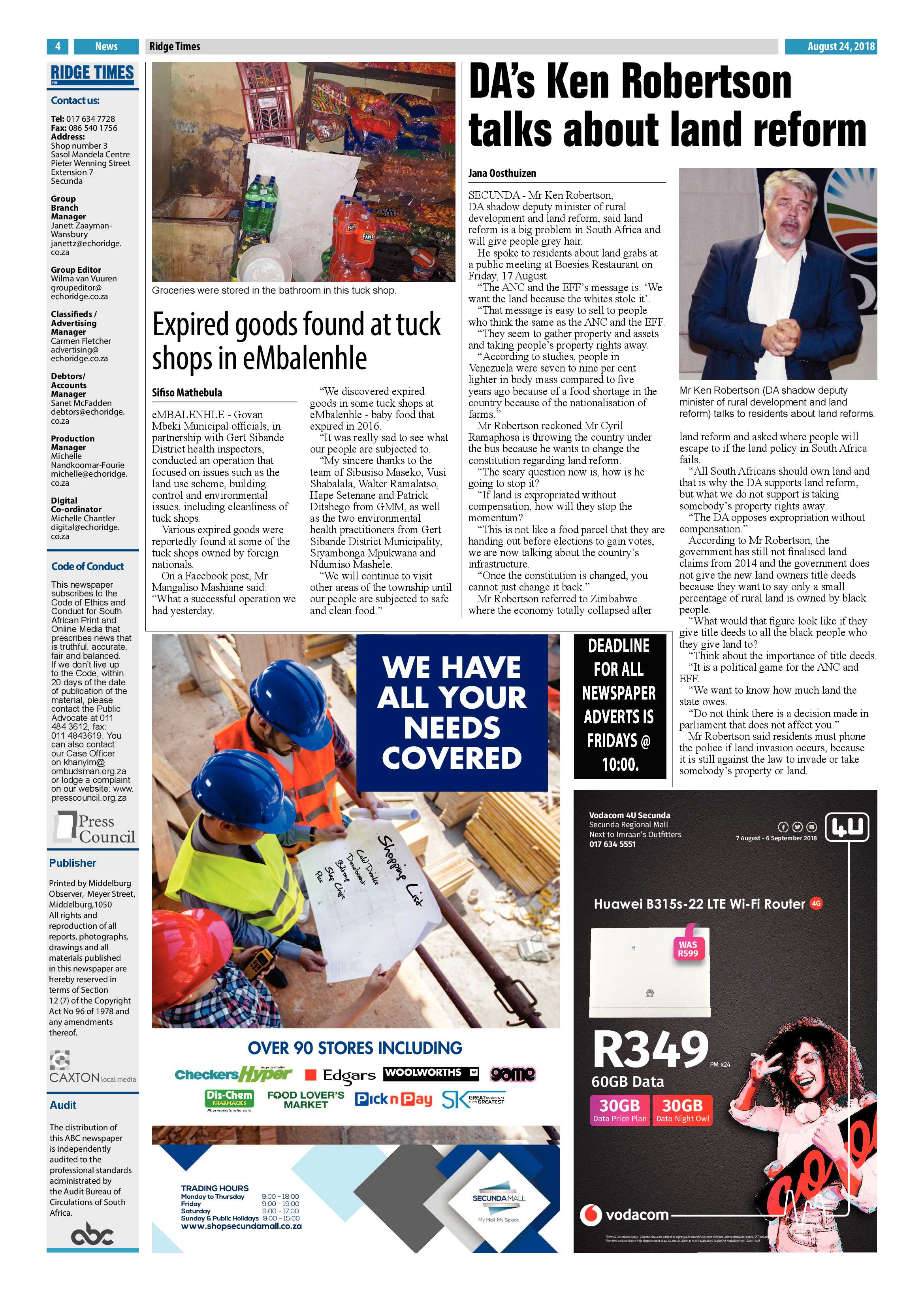 Ridge Times 24 August 2018 page 6