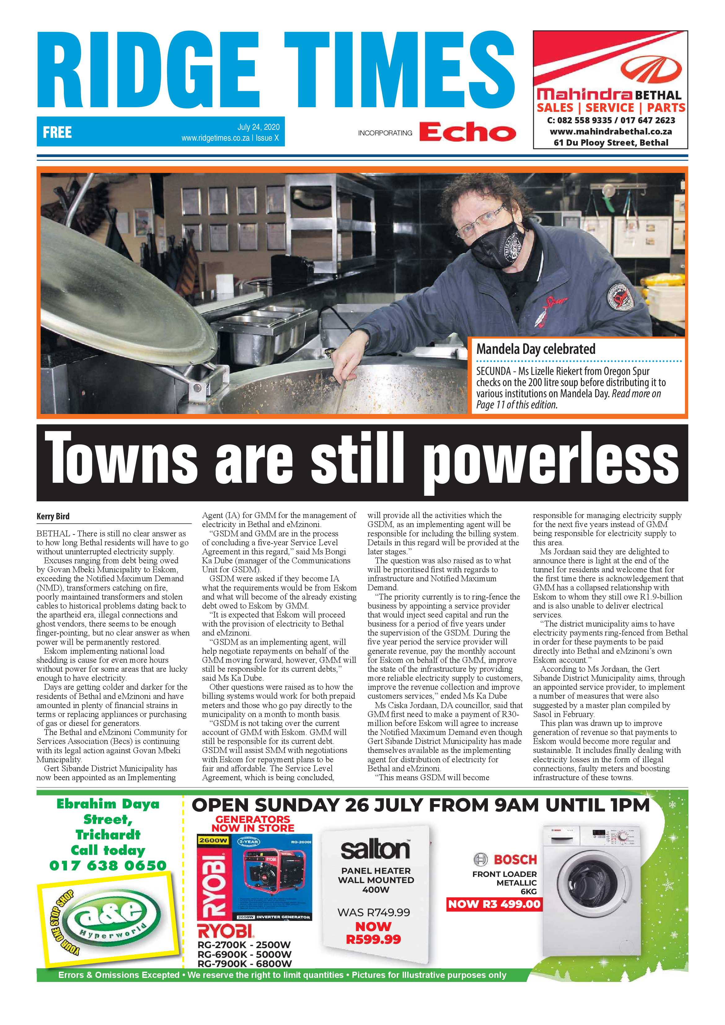 Ridge Times 24 July 2020 page 1