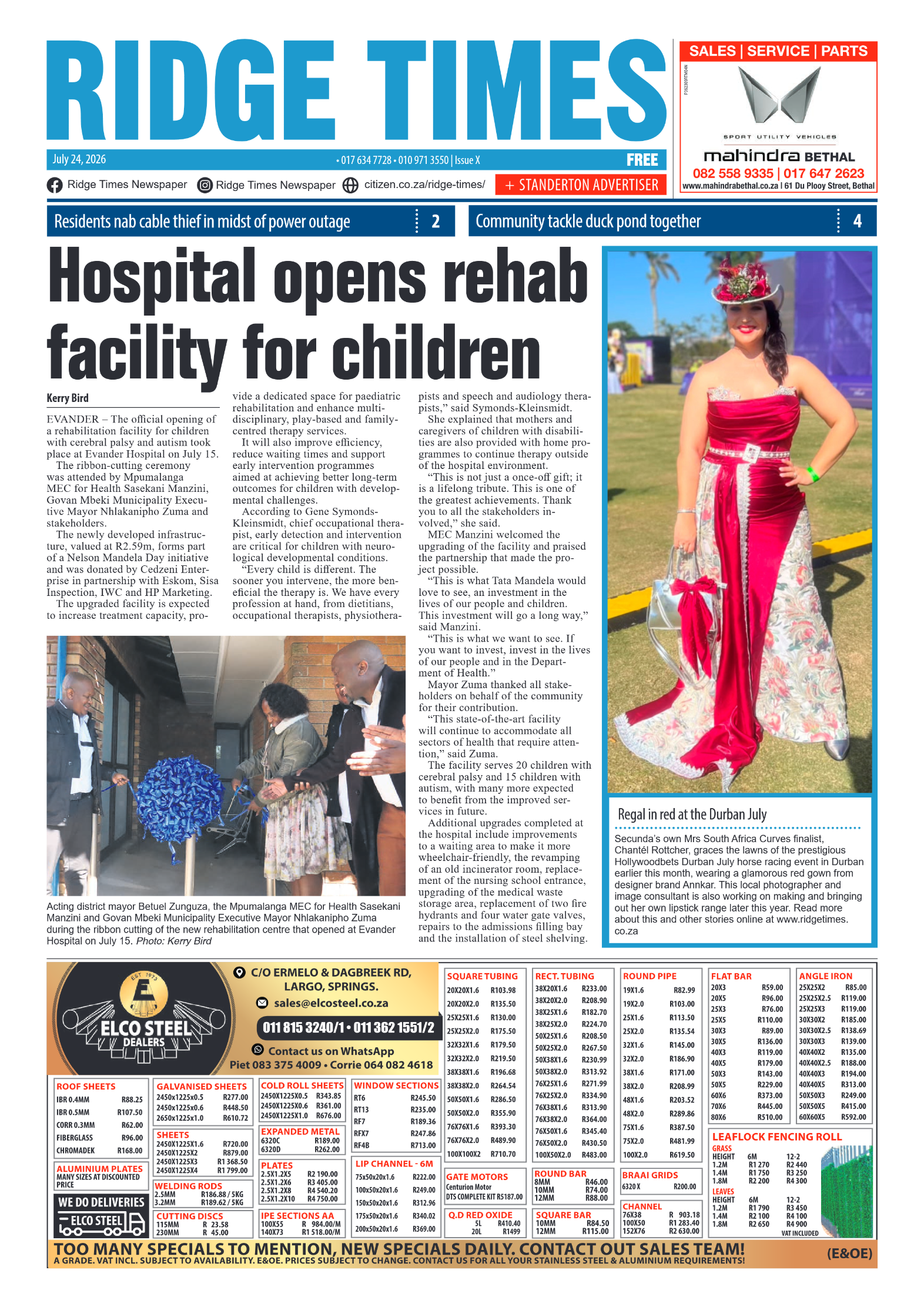 Ridge Times 24 July 2026 page 1
