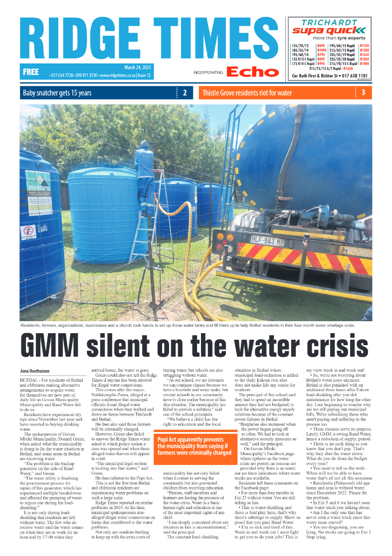 Ridge Times 24 March 2023 page 1