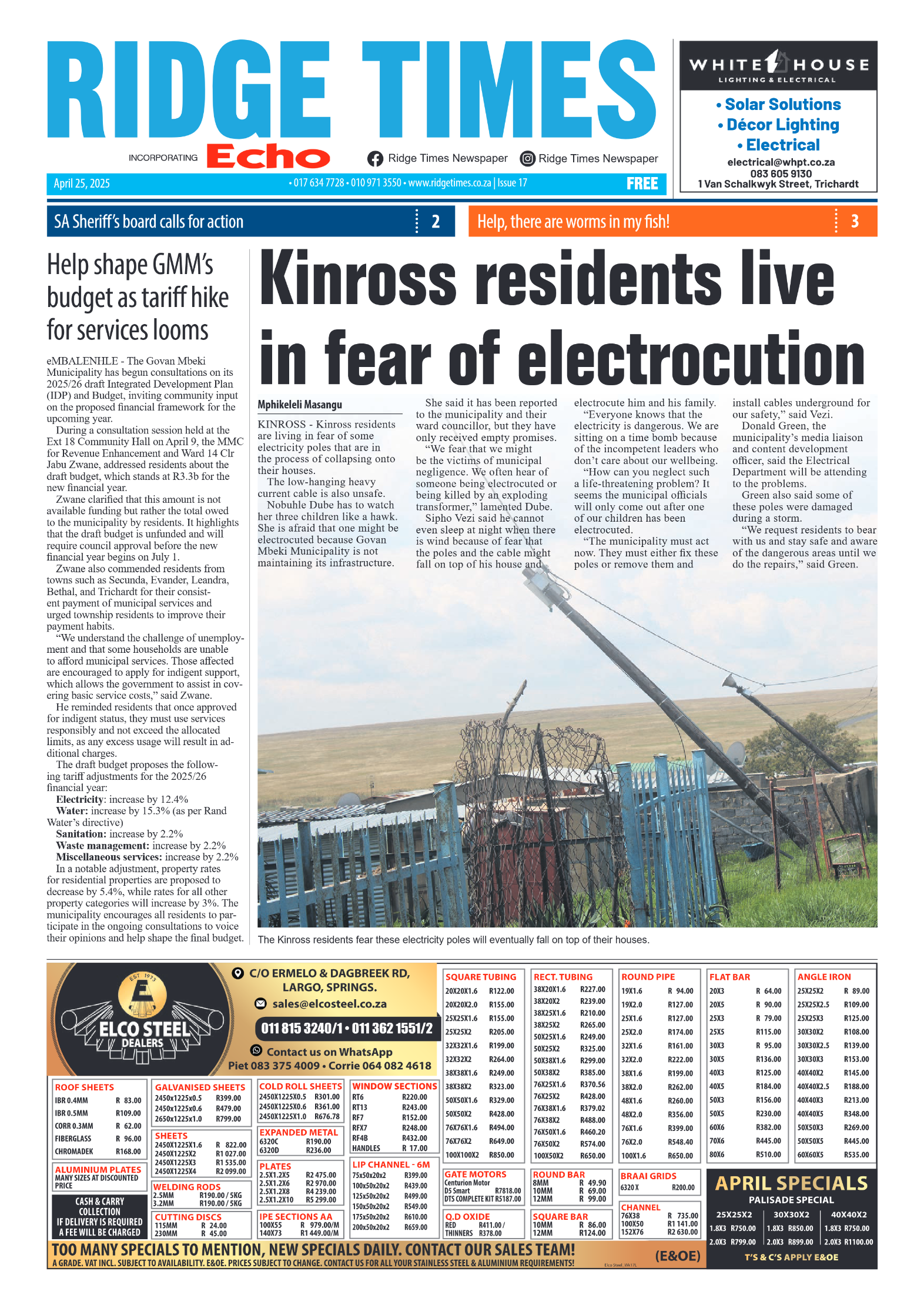 Ridge Times 25 April 2025 page 1
