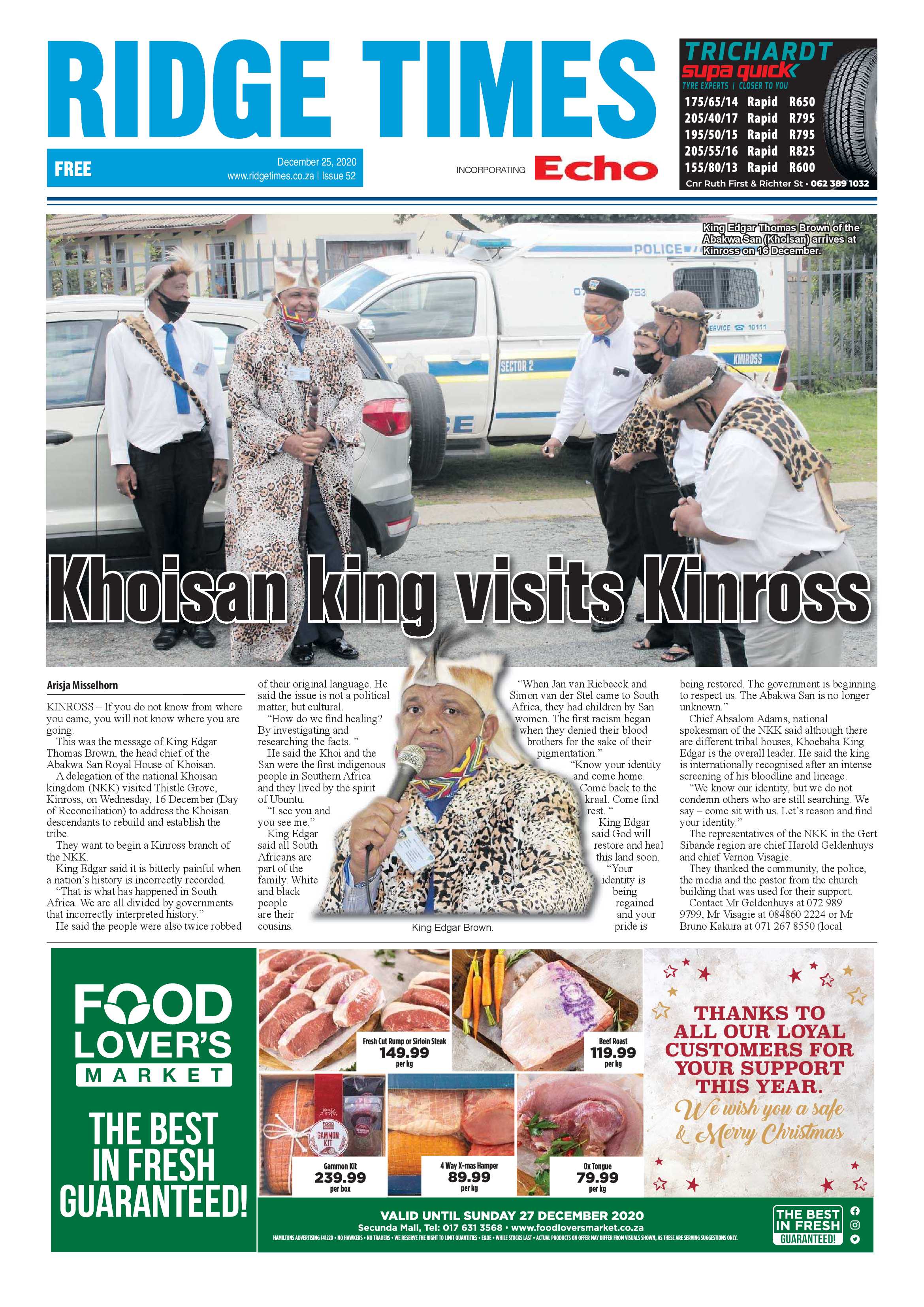 Ridge Times 25 December 2020 page 1