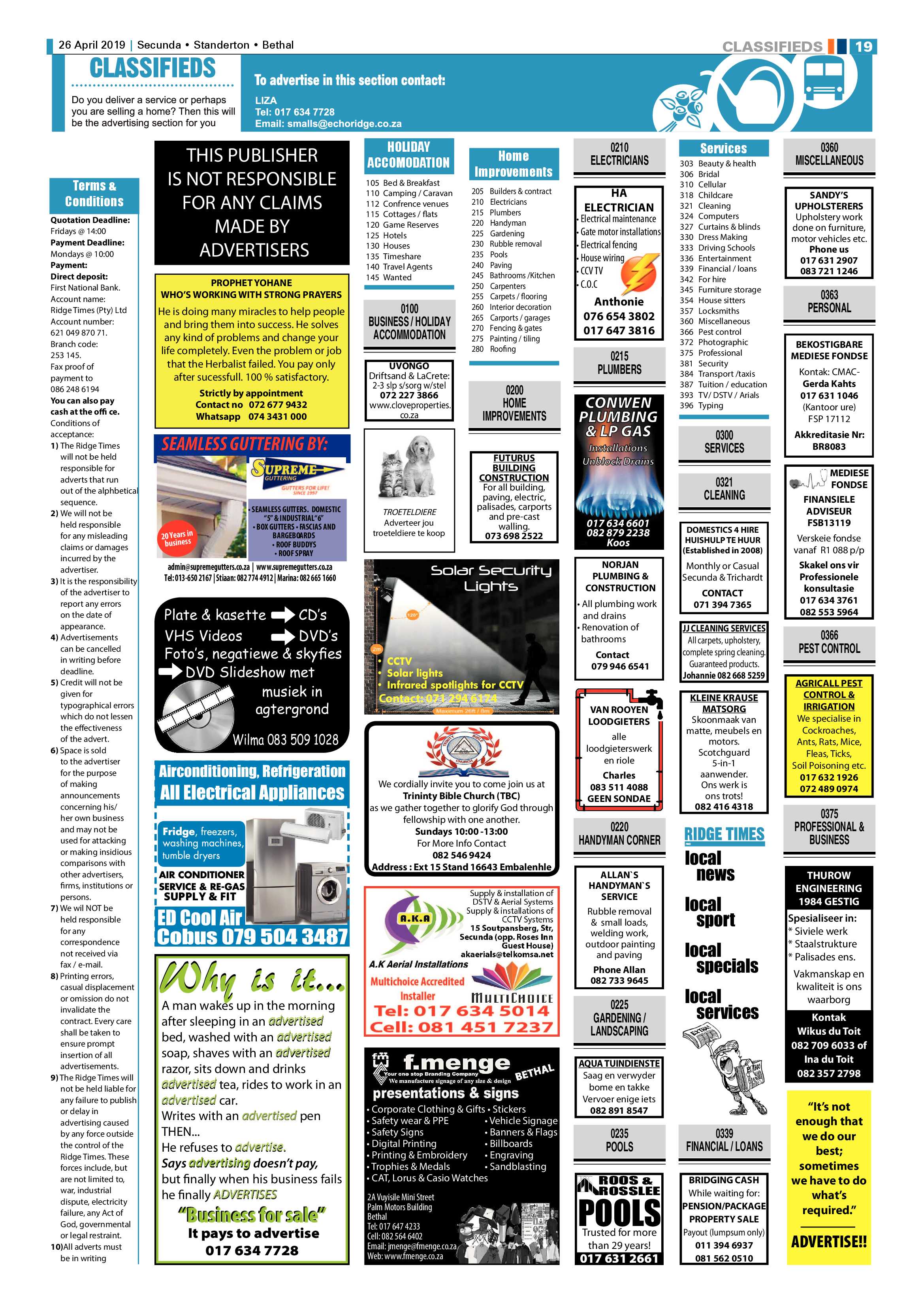 Ridge Times 26 April 2019 page 19
