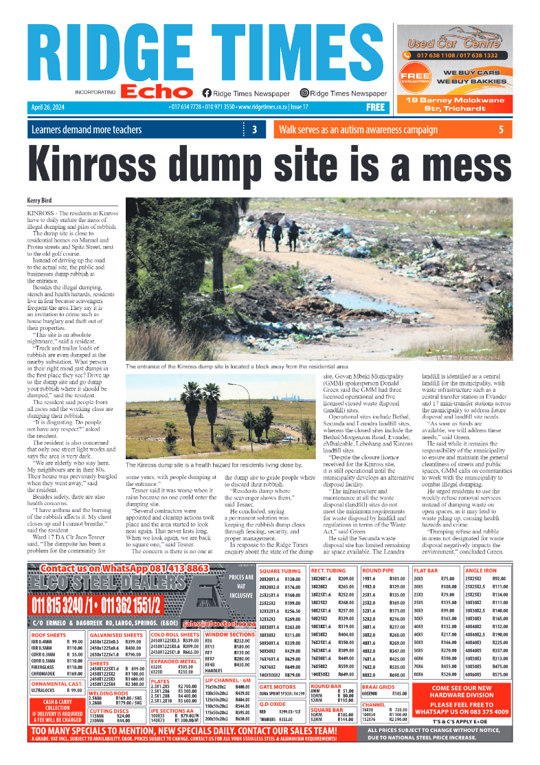 Ridge Times 26 April 2024 page 1