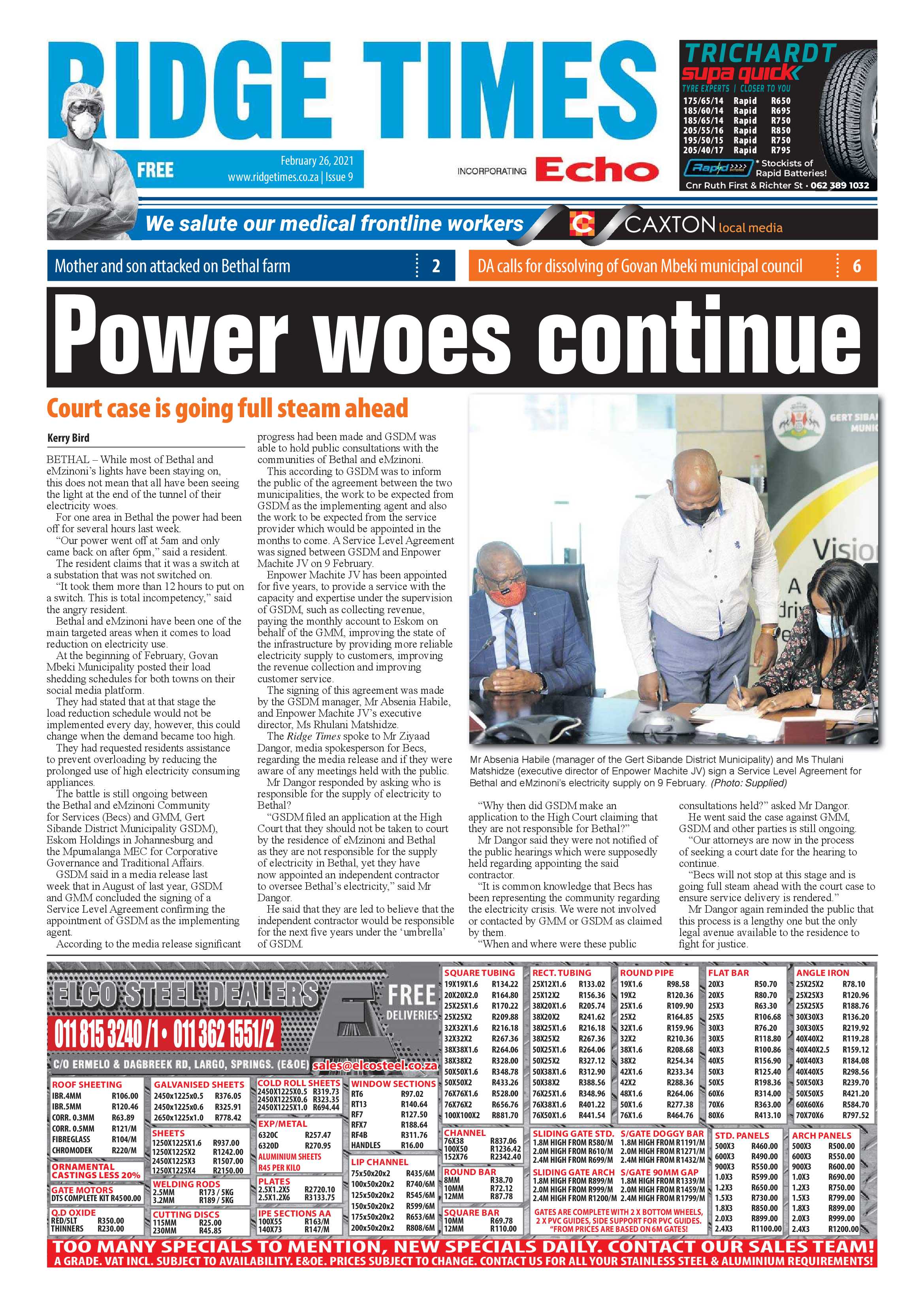 Ridge Times 26 February 2021 page 1