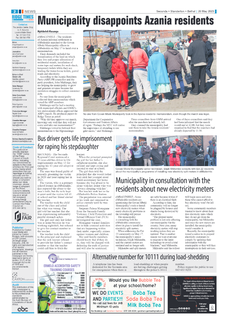 Ridge Times 26 May 2023 page 2