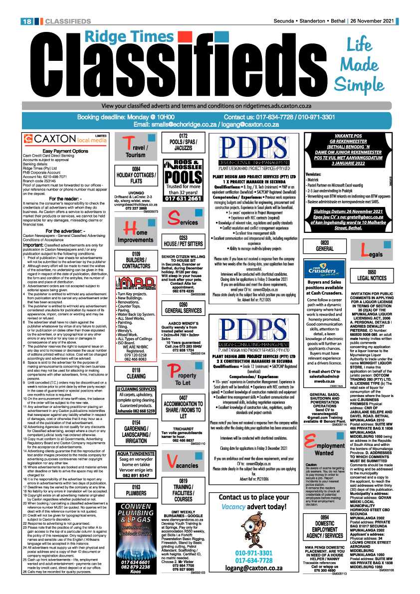 Ridge Times 26 November 2021 page 18