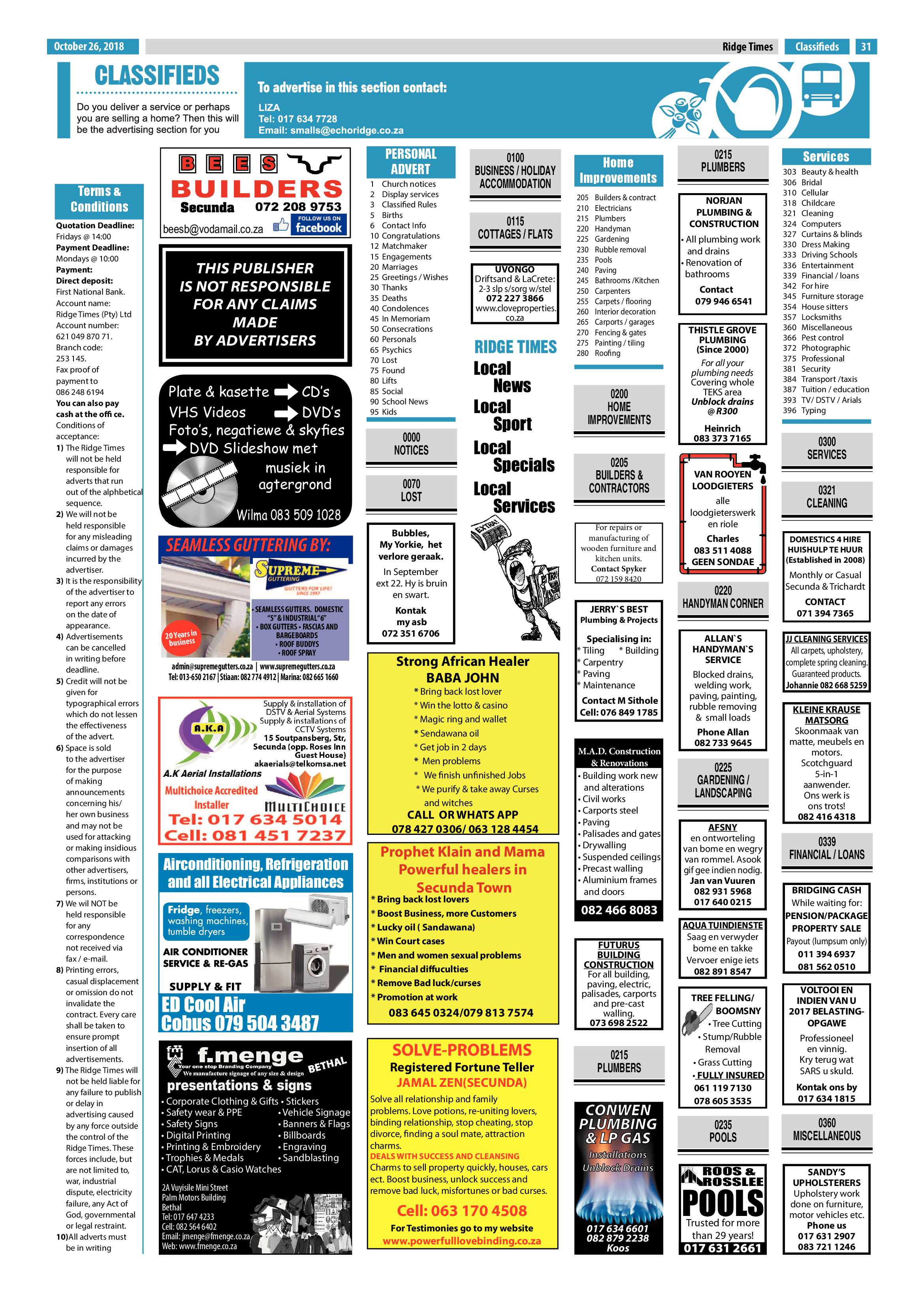 Ridge Times 26 October 2018 page 31
