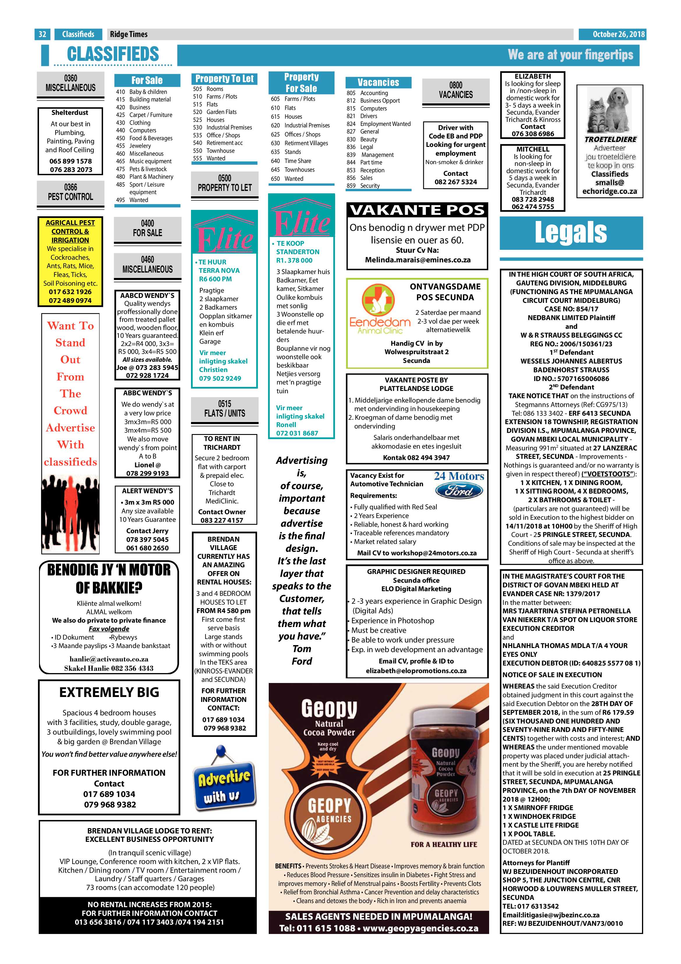 Ridge Times 26 October 2018 page 32