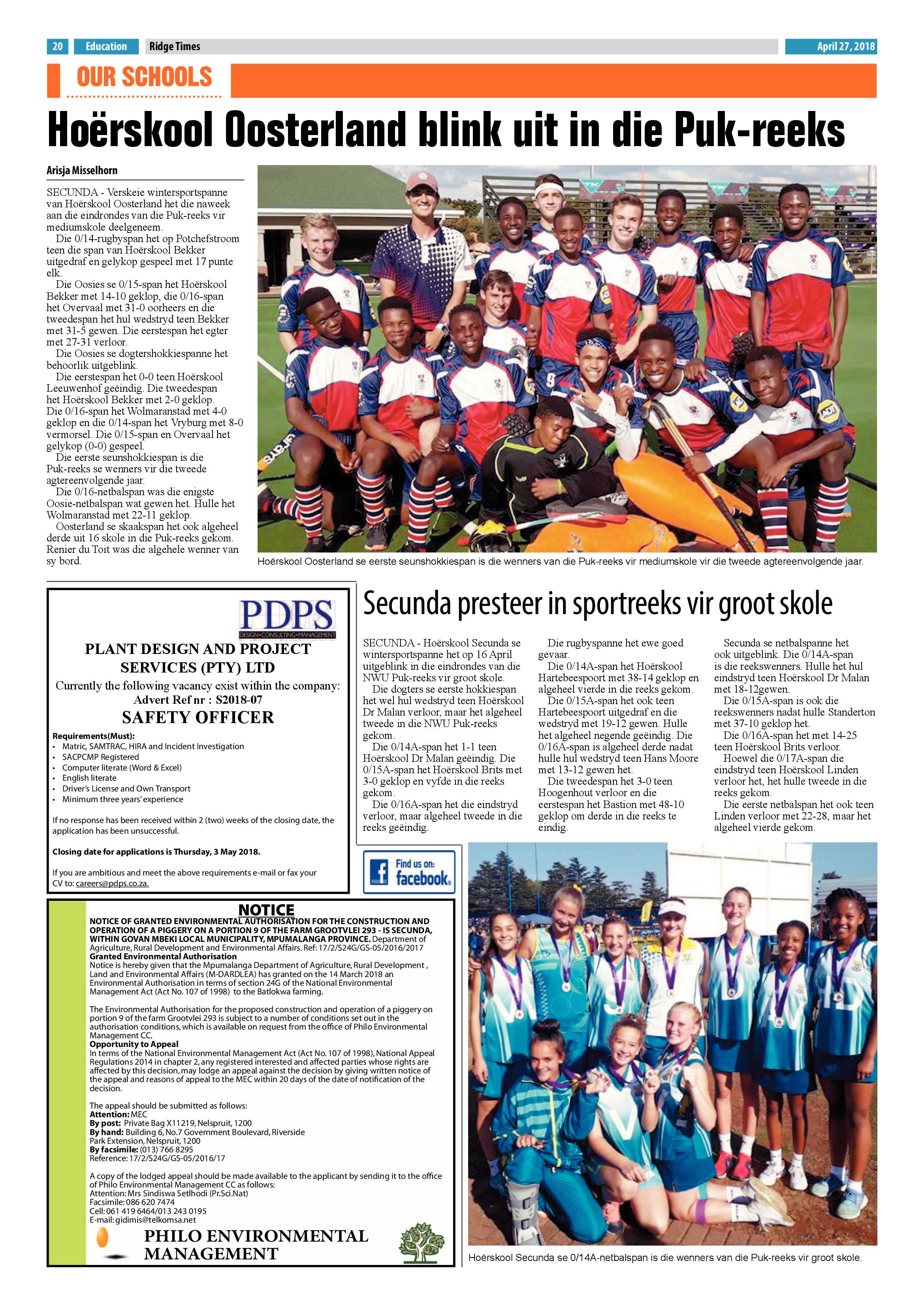 Ridge Times 27 April 2018 page 20