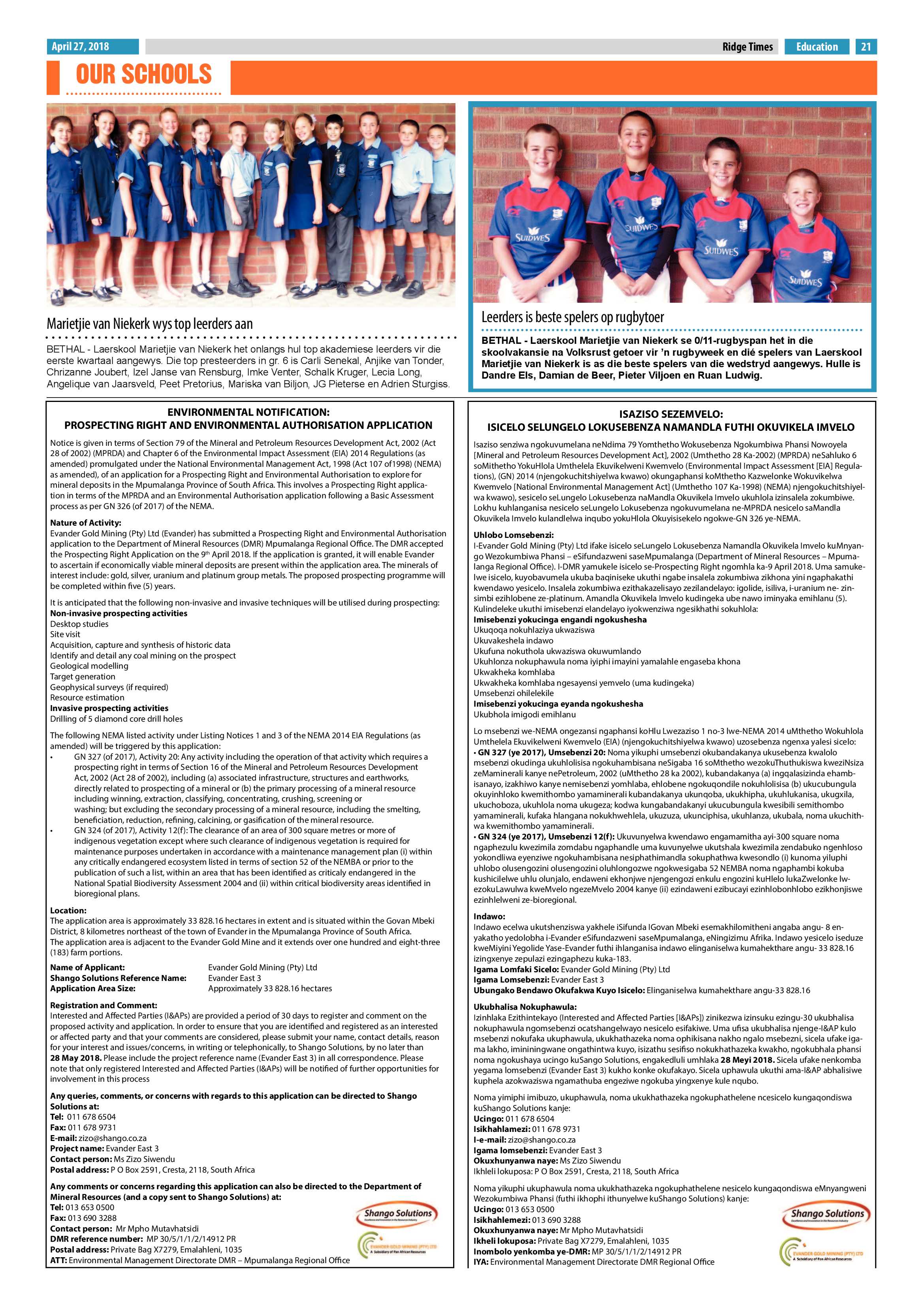 Ridge Times 27 April 2018 page 21