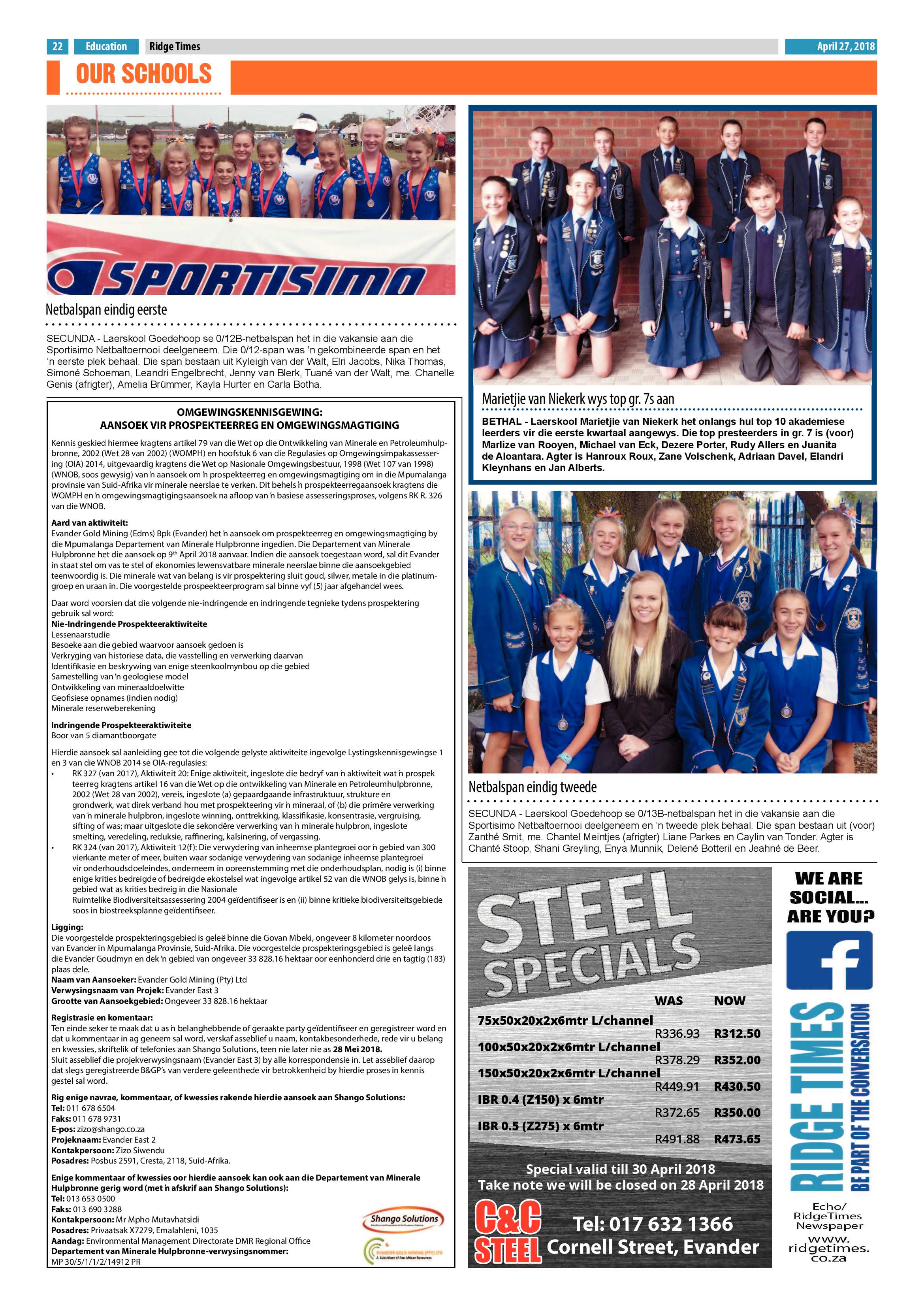 Ridge Times 27 April 2018 page 22