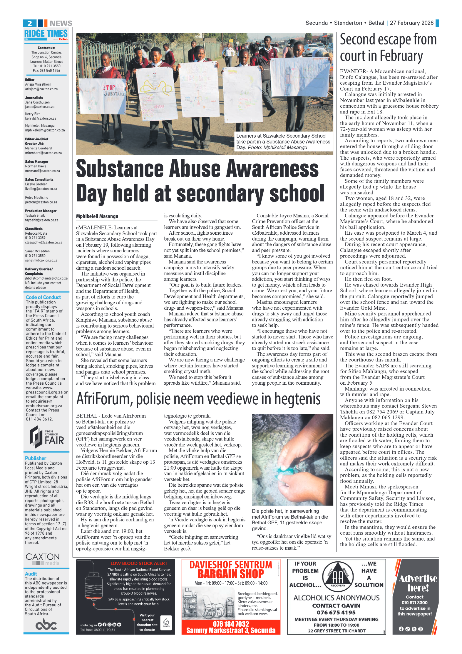 Ridge Times 27 February 2026 page 2