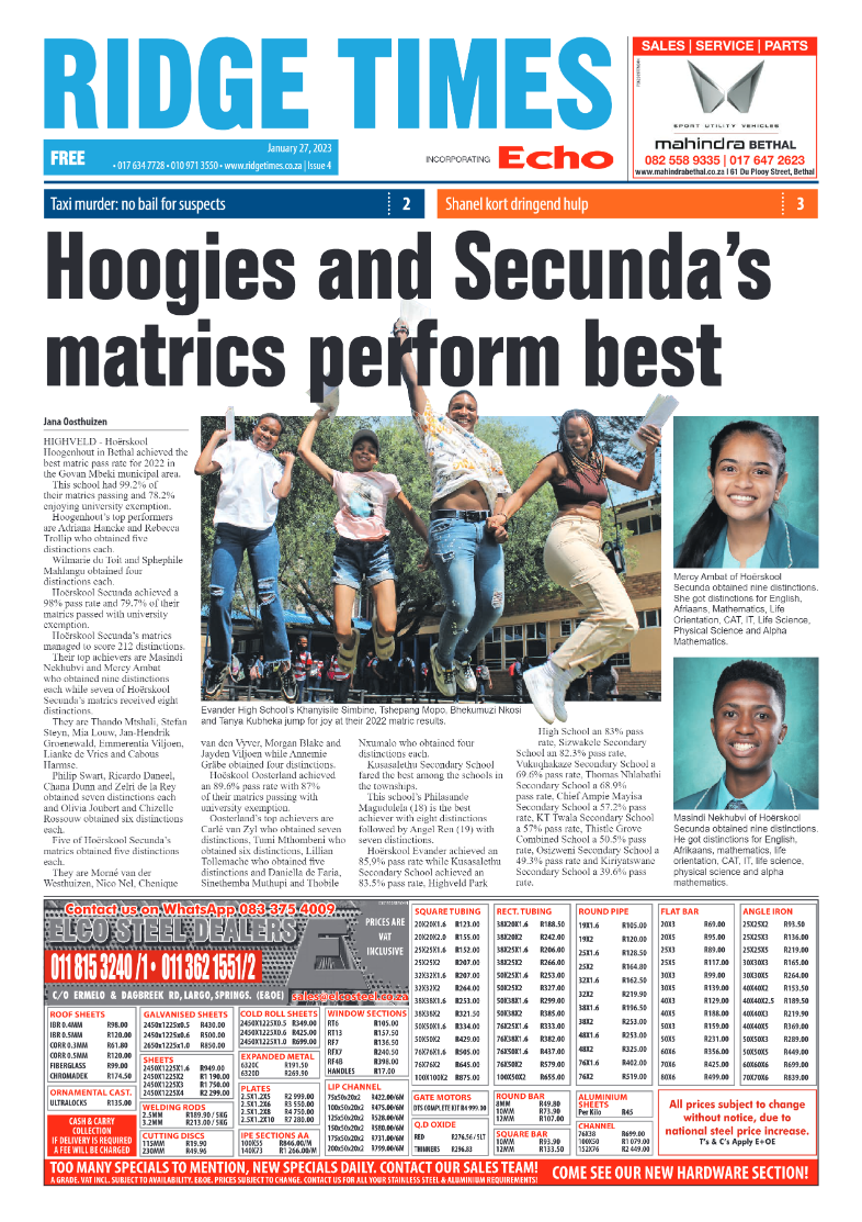 Ridge Times 27 January 2023 page 1