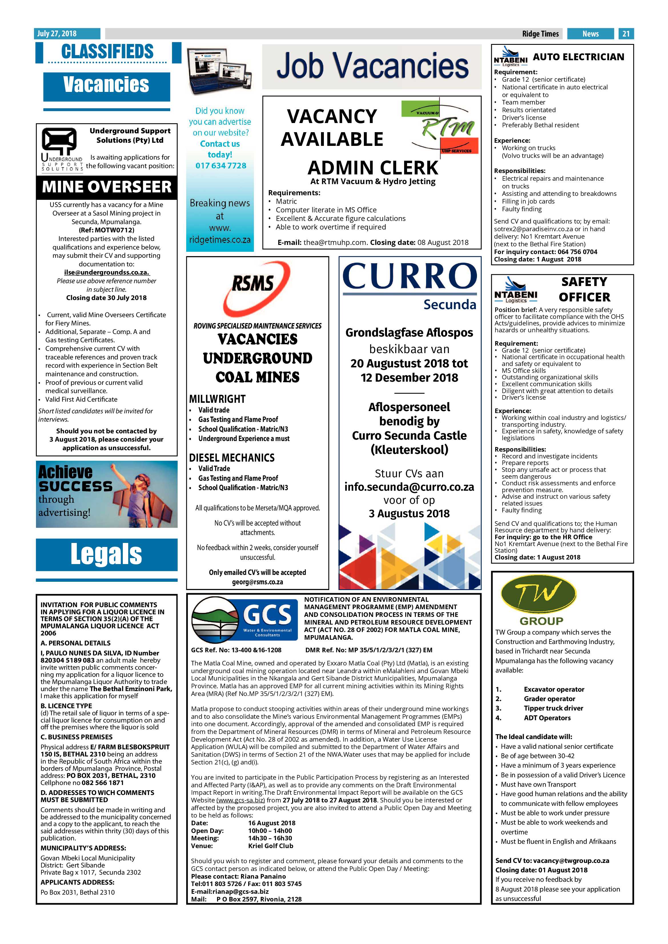 Ridge Times 27 July 2018 page 21