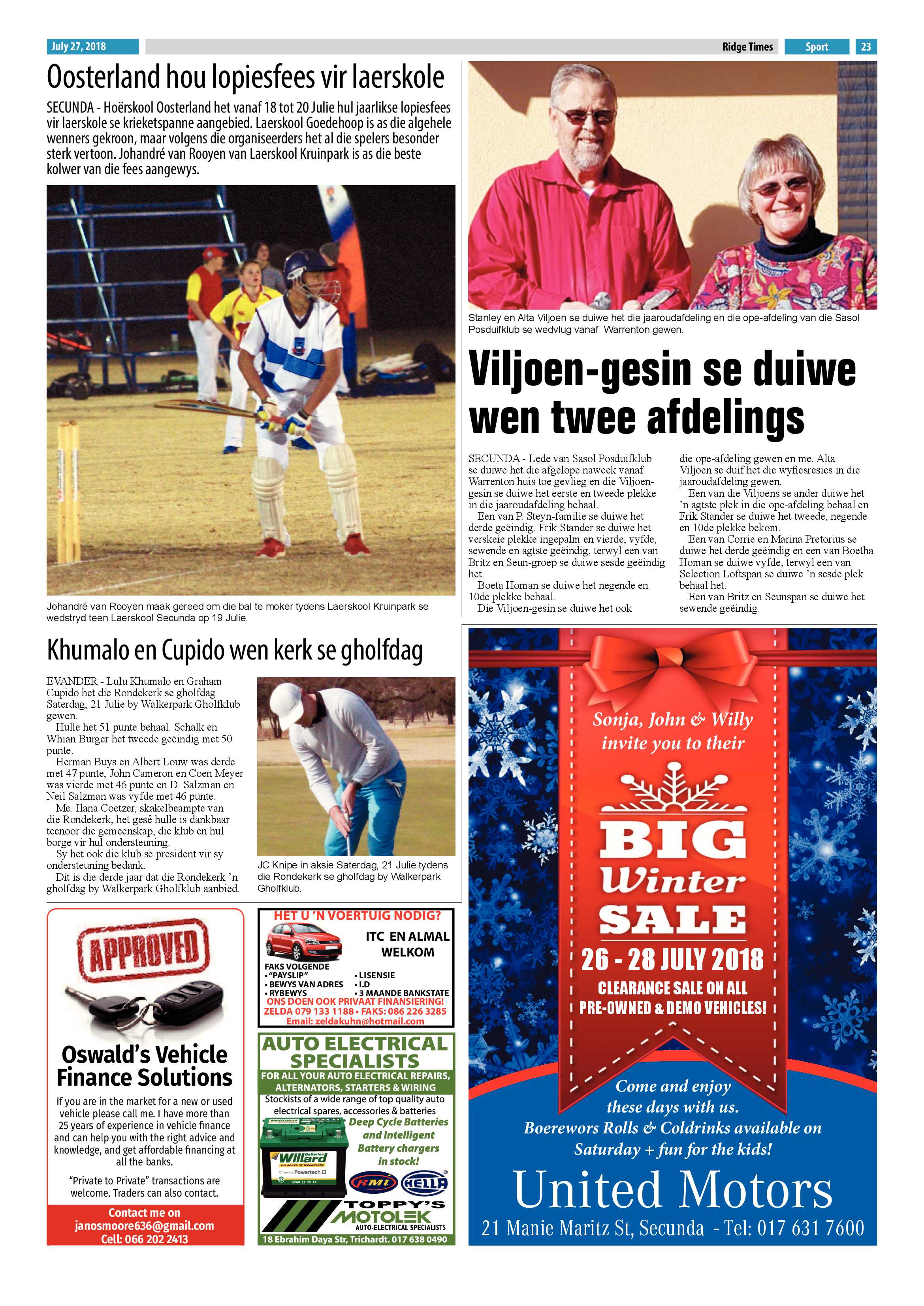Ridge Times 27 July 2018 page 23