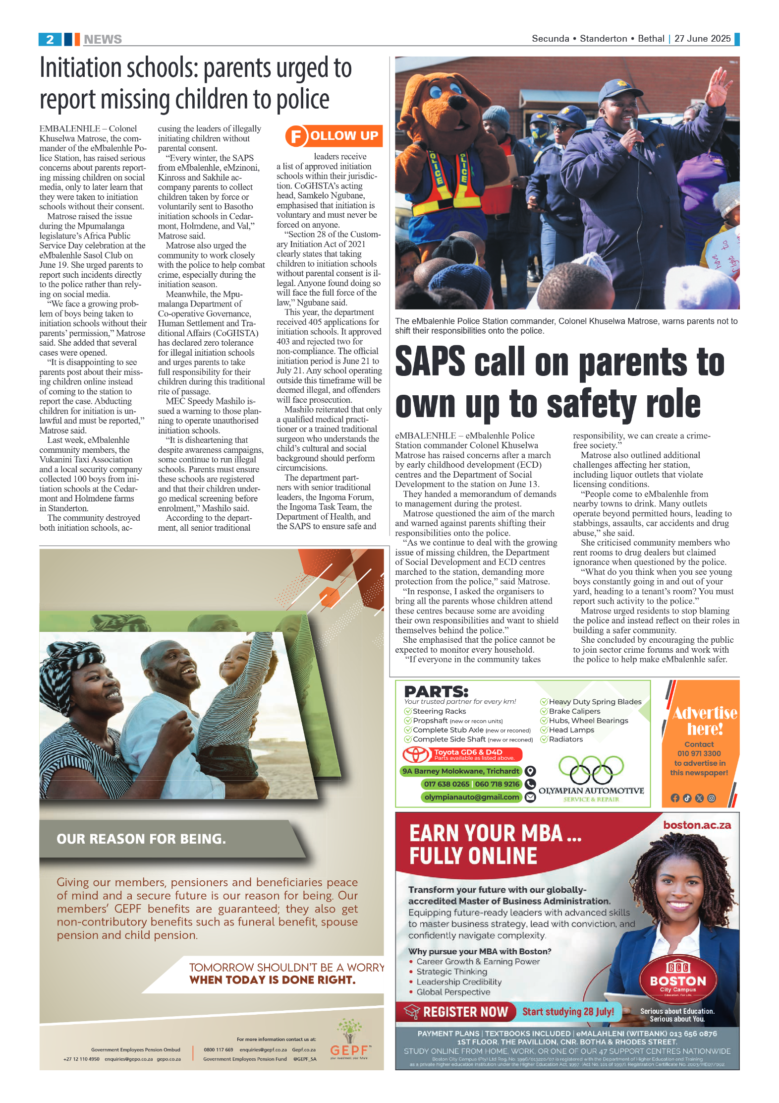 Ridge Times 27 June 2025 page 2